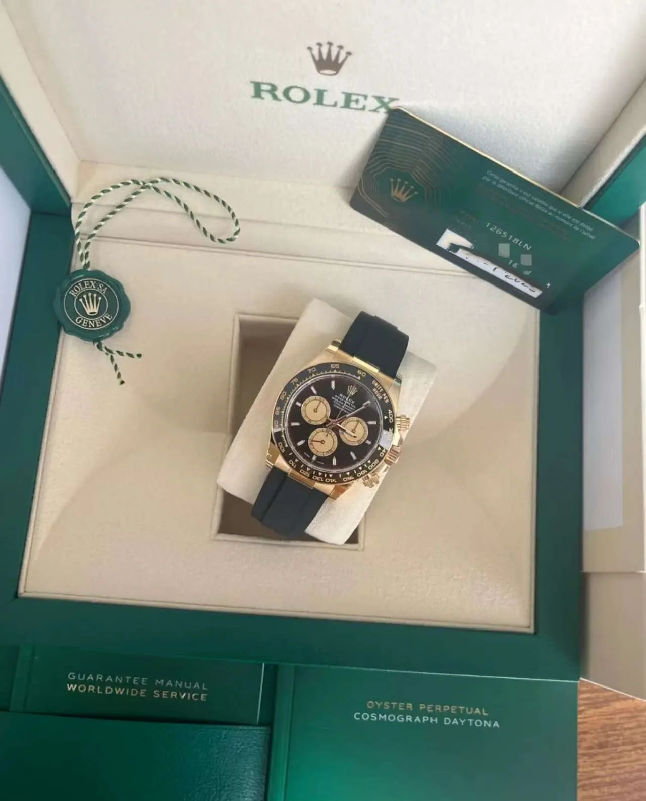 [Super Clone]Rolex Daytona Yellow Gold / Ceramic / Black / Oysterflex  m126518ln-0004