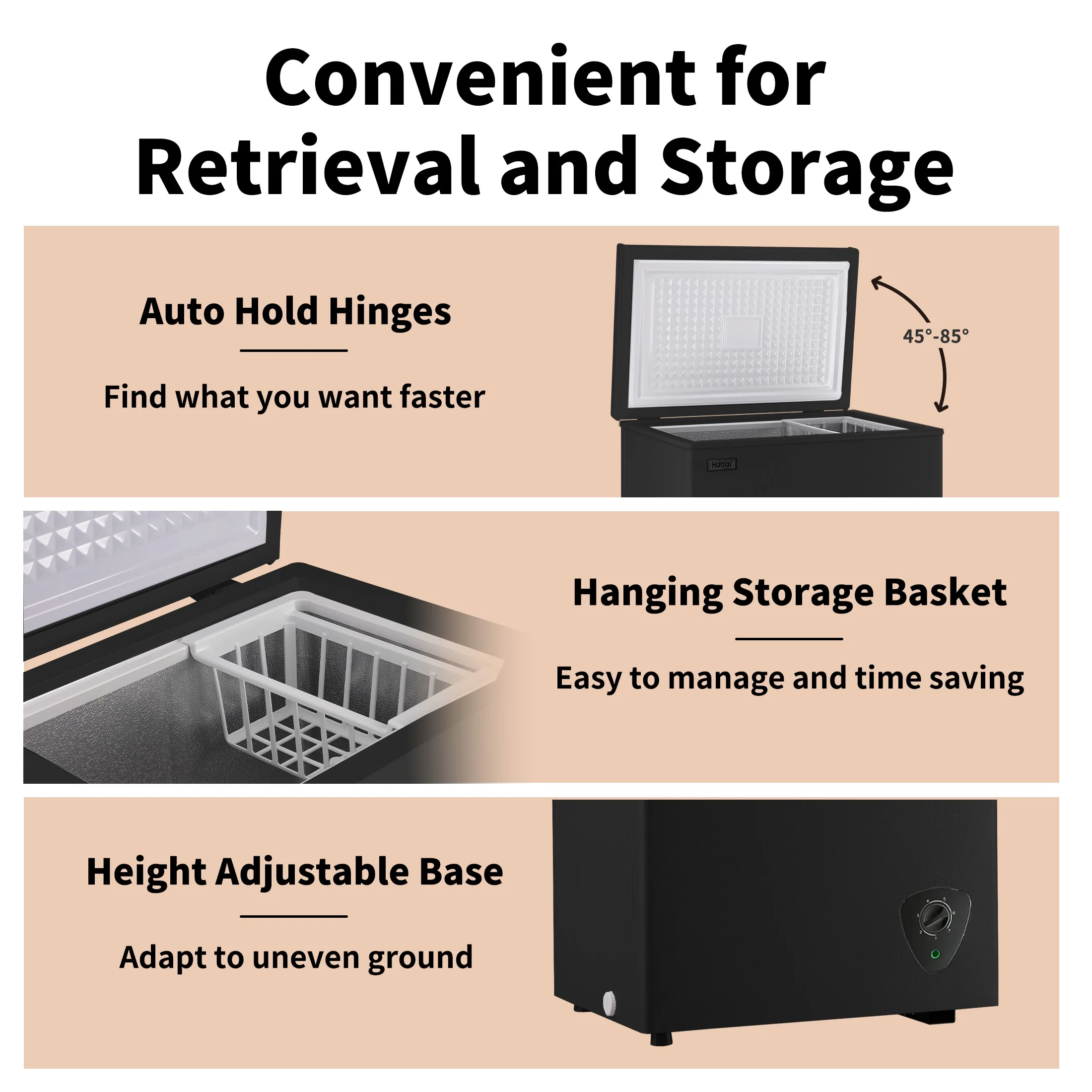 5 cu ft Freezer, Chest Freezer, Black