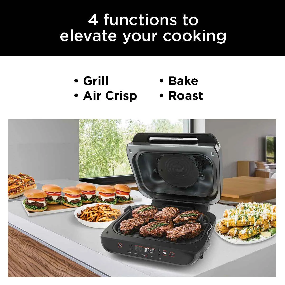 Foodi Smart XL 4-in-1 Indoor Grill with 4-Quart Air Fryer, Roast, Bake, and Smart Cook System, FG550 - Image 3