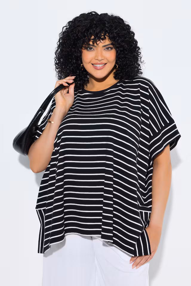 Striped Oversized Cap Sleeve Tee