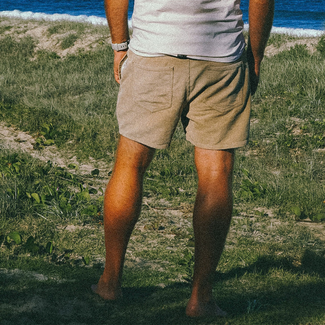 Short de surf vintage en velours côtelé rouillé pour homme