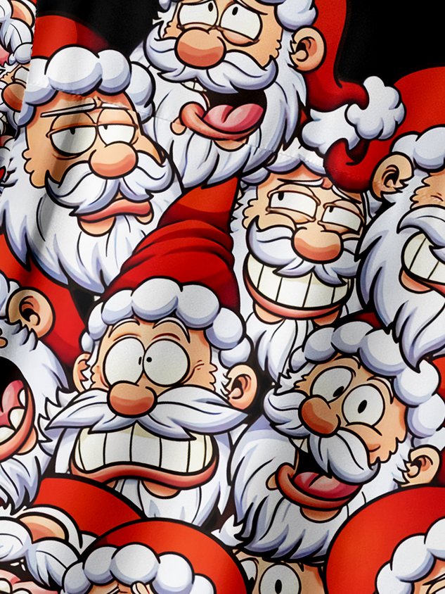 Chemise décontractée à manches courtes et poche poitrine Père Noël pour Noël