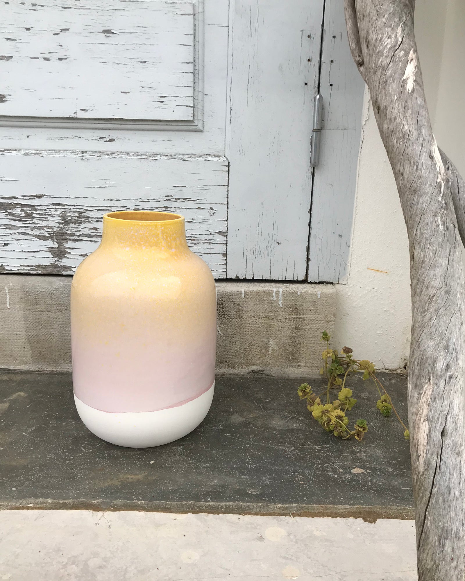NUNO - VASE L SPECKLED YELLOW PINK