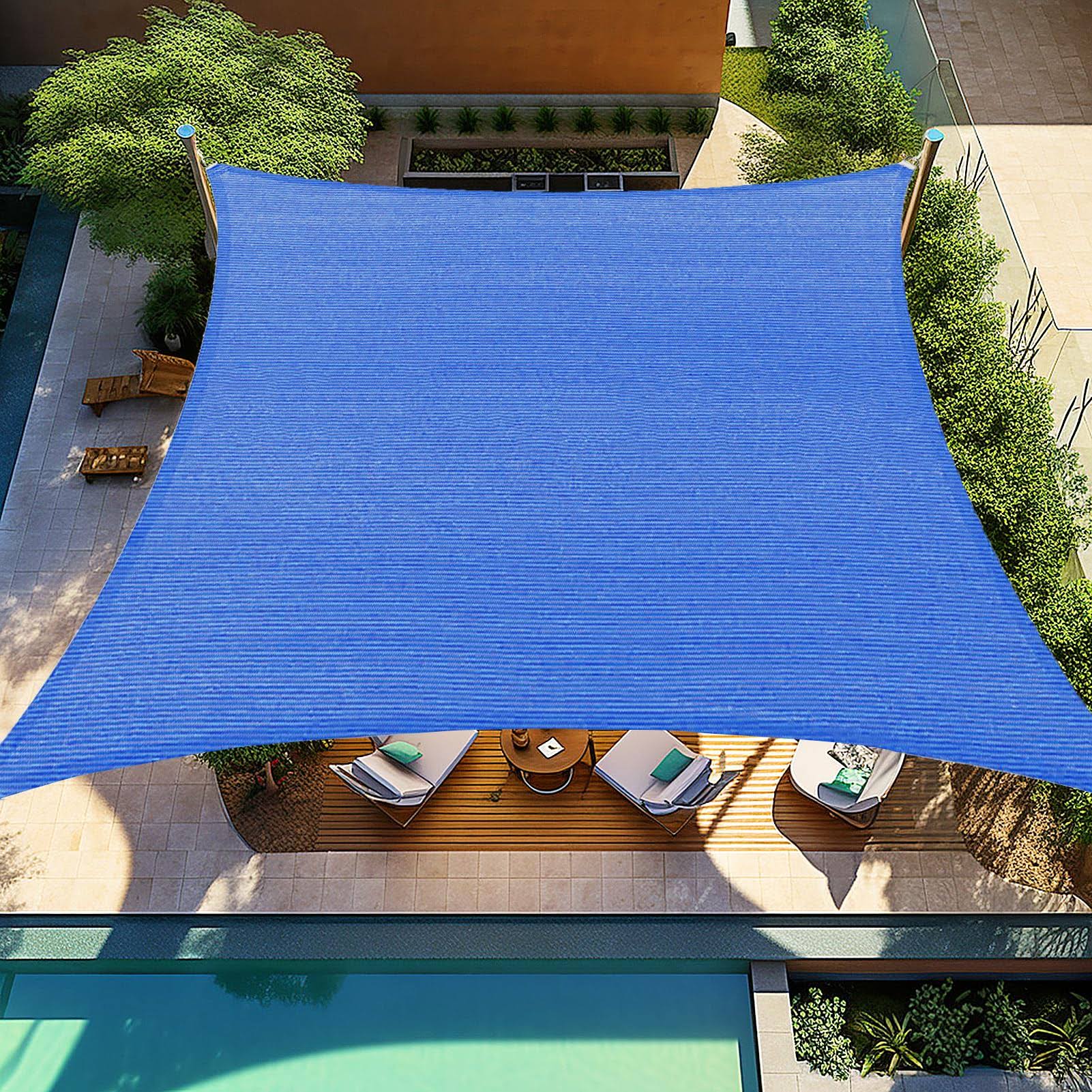 Shade&beyond Sun Sail Shade Canopy Rectangle 12' x 12' 185GSM Shade Sail for Patio Deck Yard Backyard Outdoor Facility and Activities Blue
