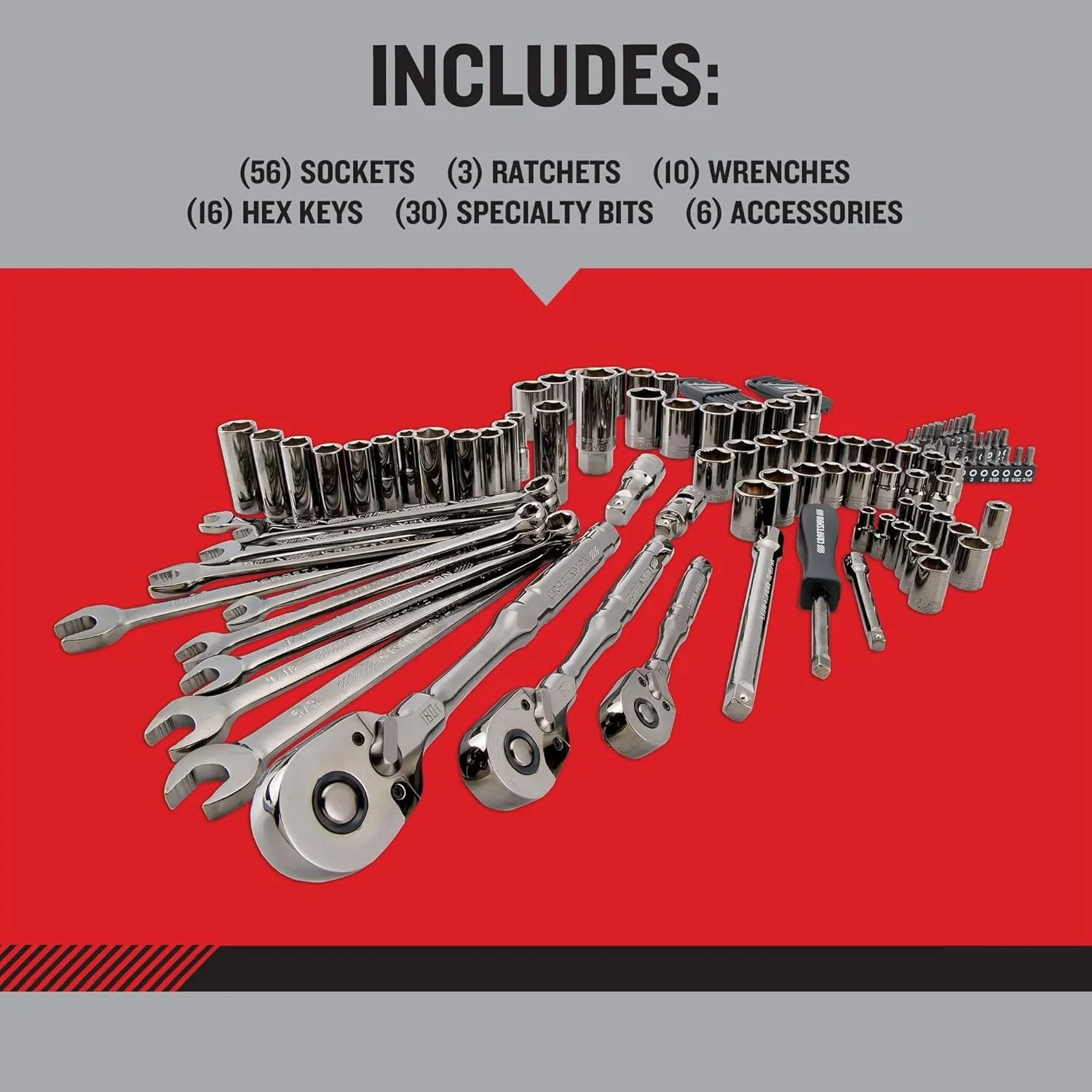 180-Tooth Ratchet Mechanic Tool Set with Gunmetal  , 121-Piece Standard SAE/Metric Socket Set Includes Hard
