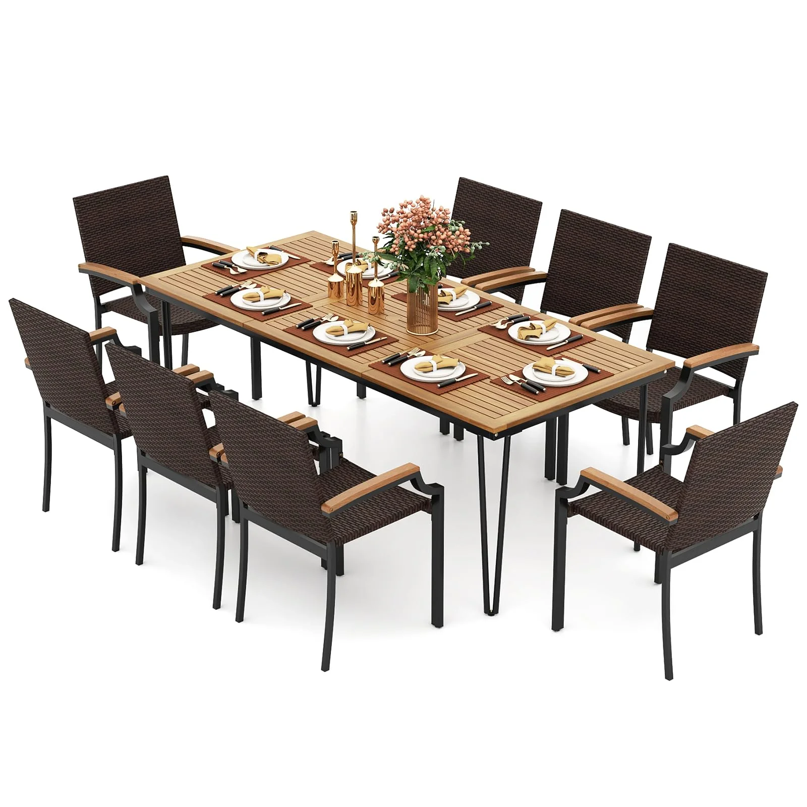 Tangkula 7 Pieces Patio Dining Set Outdoor Dining Furniture Set