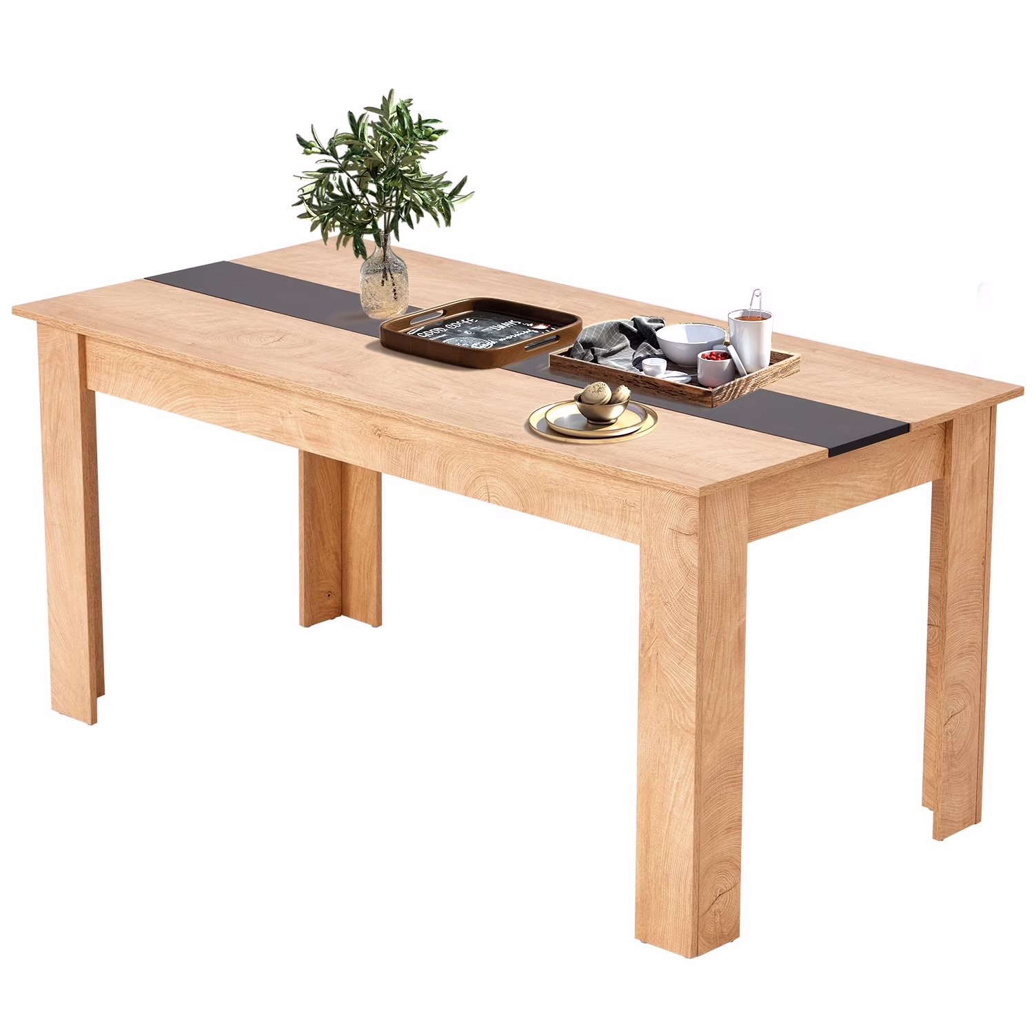 44" Dining Room Bench Set of 2, Wood Linen Fabric Kitchen Benches, Beige Natural(Beige Bench) - Image 5