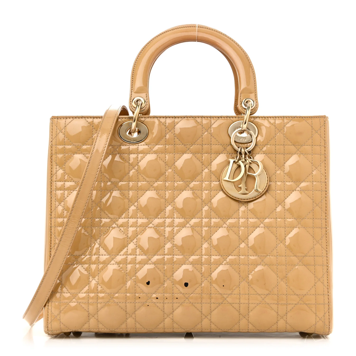 Patent Cannage Large Lady Dior Dark Beige