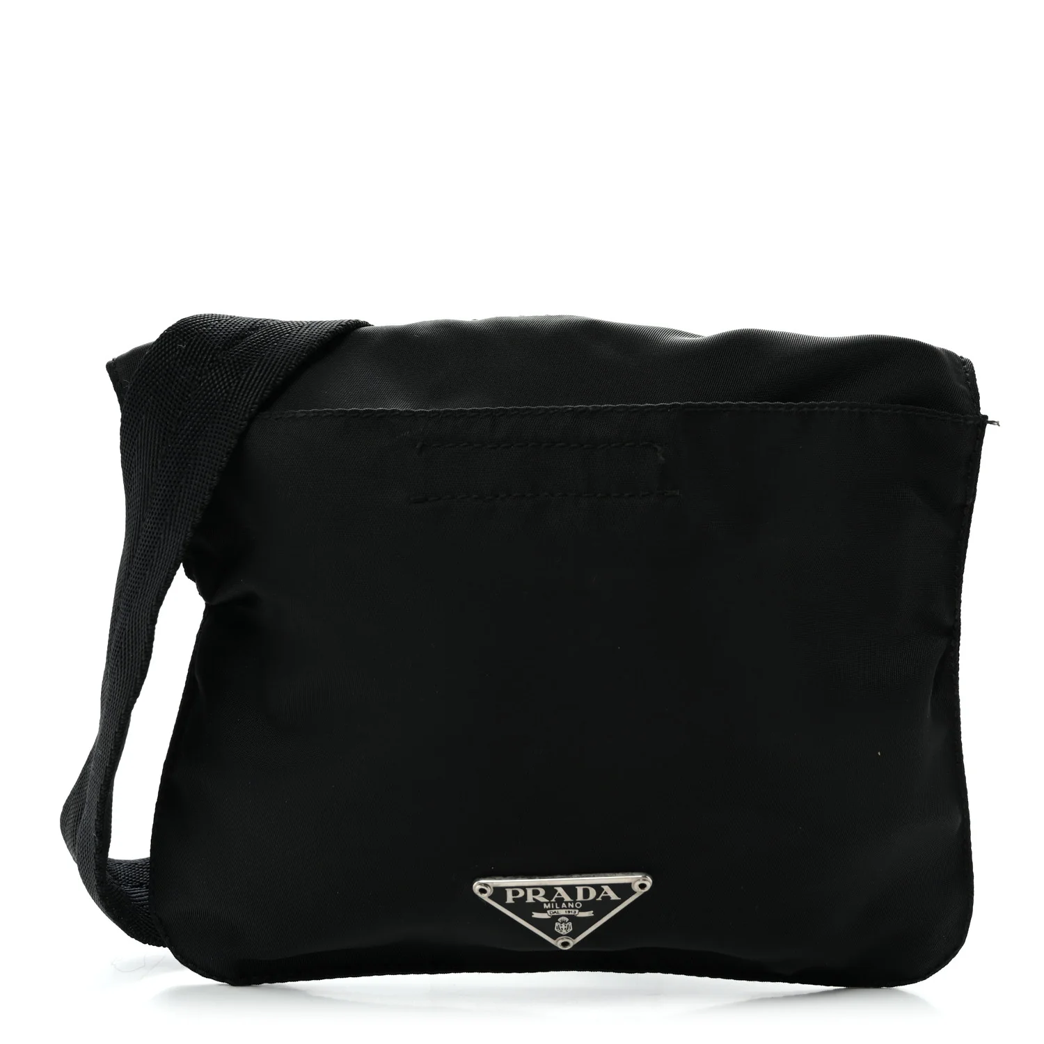 Nylon Mini Flat Messenger Bag Black