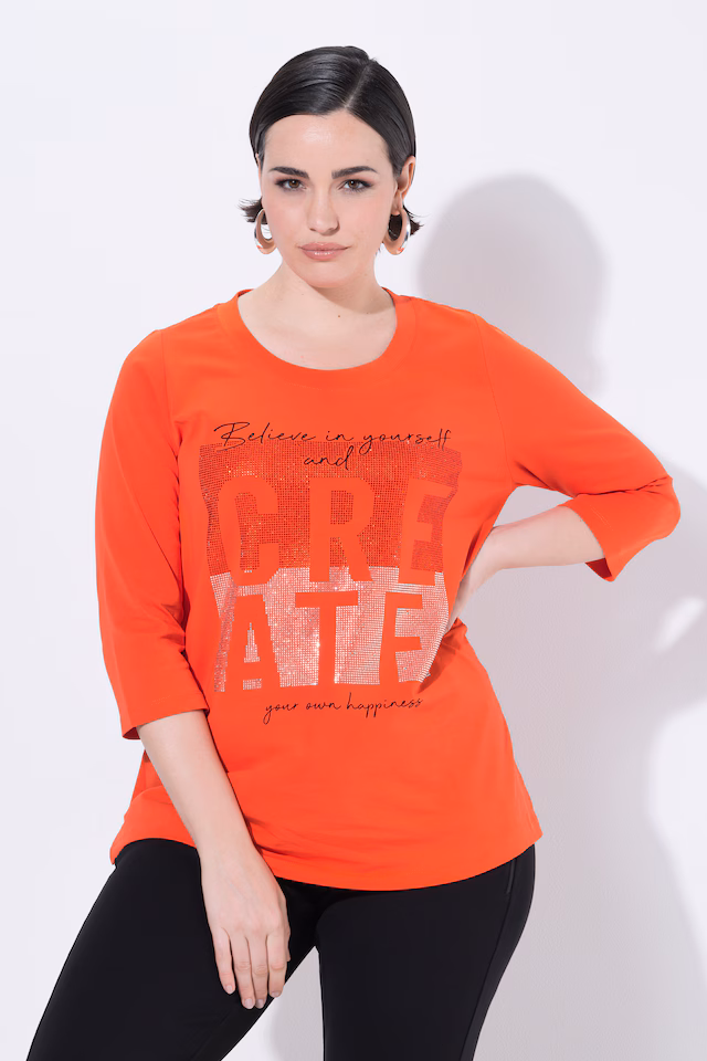 Rhinestone Motivational 3/4 Sleeve Tee