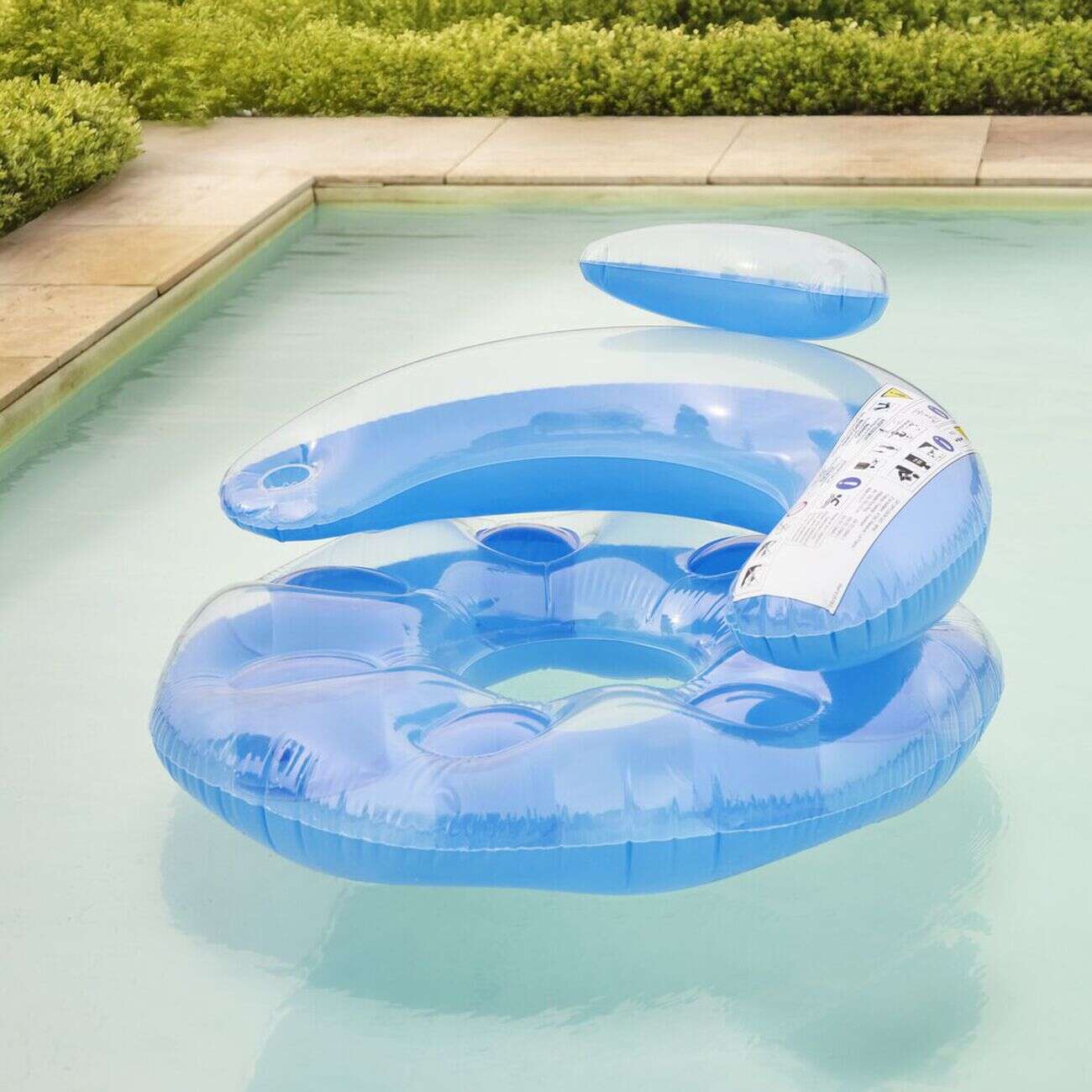 Fauteuil de piscine gonflable en plastique bleu 109x112cm