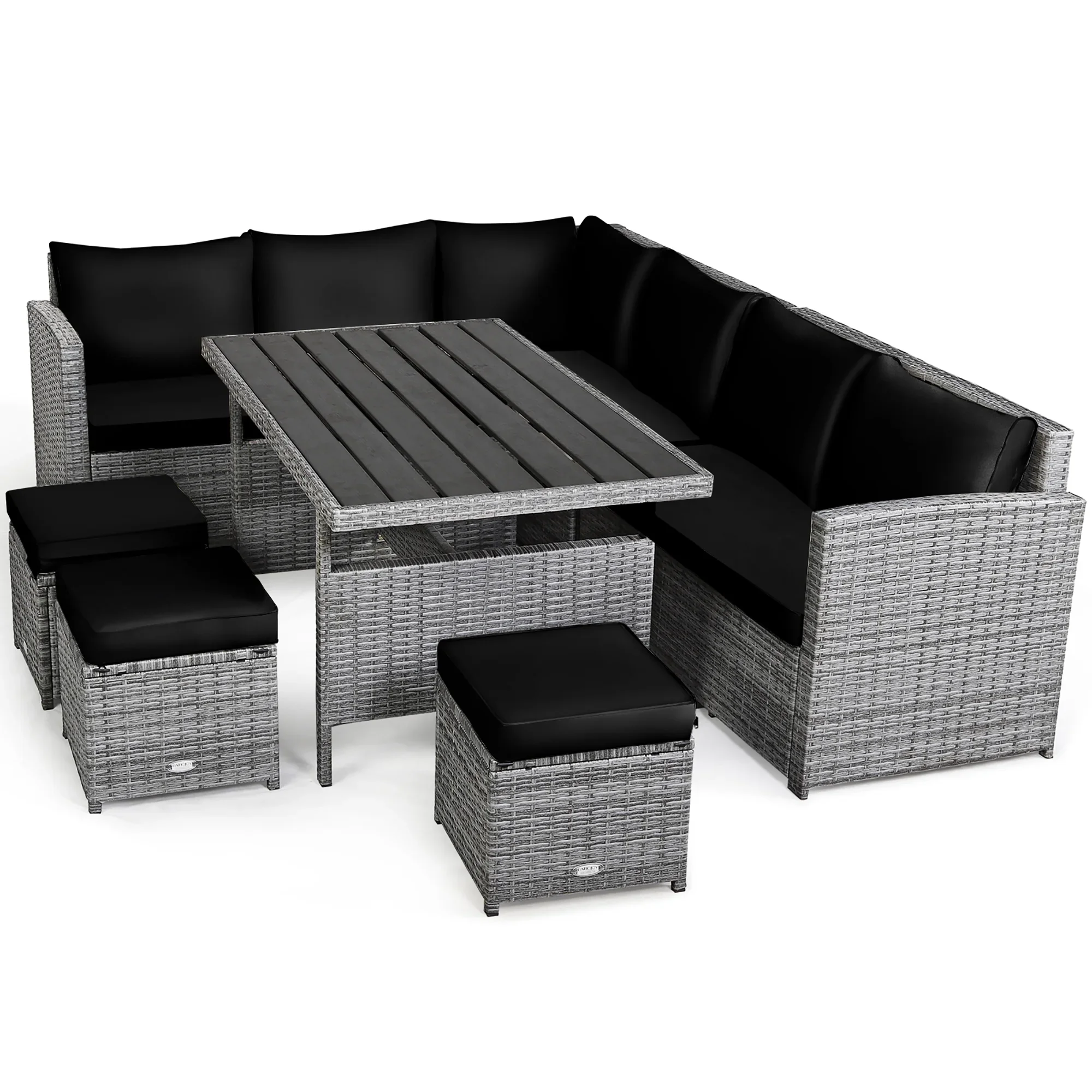Costway 7 PCS Patio Rattan Dining Set Sectional Sofa Couch Ottoman Garden Red