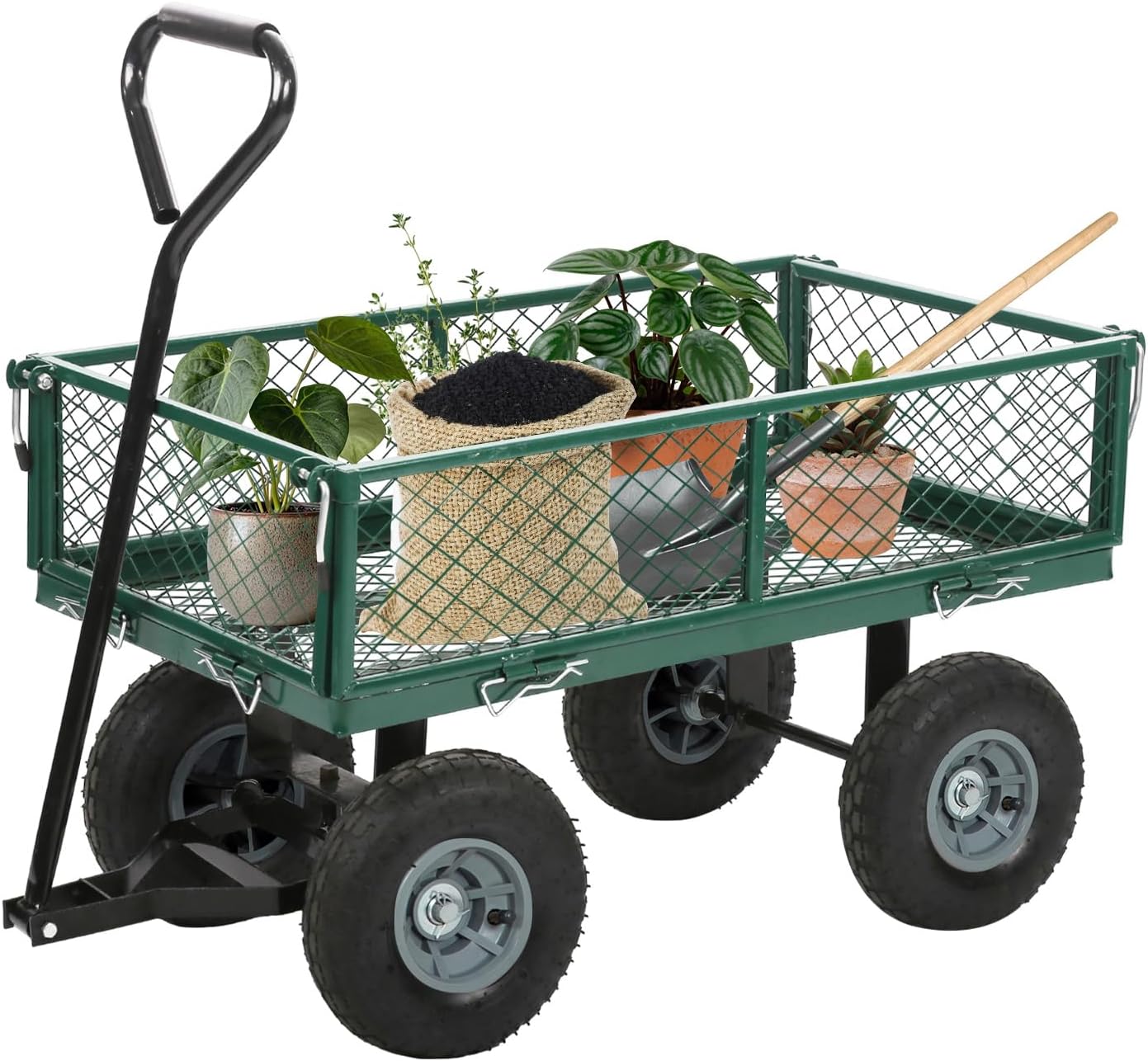 FDW| Heavy Duty Garden Cart with Wheels| Green| 500lbs Capacity