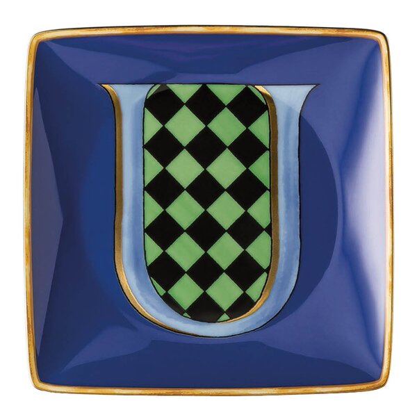 Alphabet skål 12 cm kvadratisk U