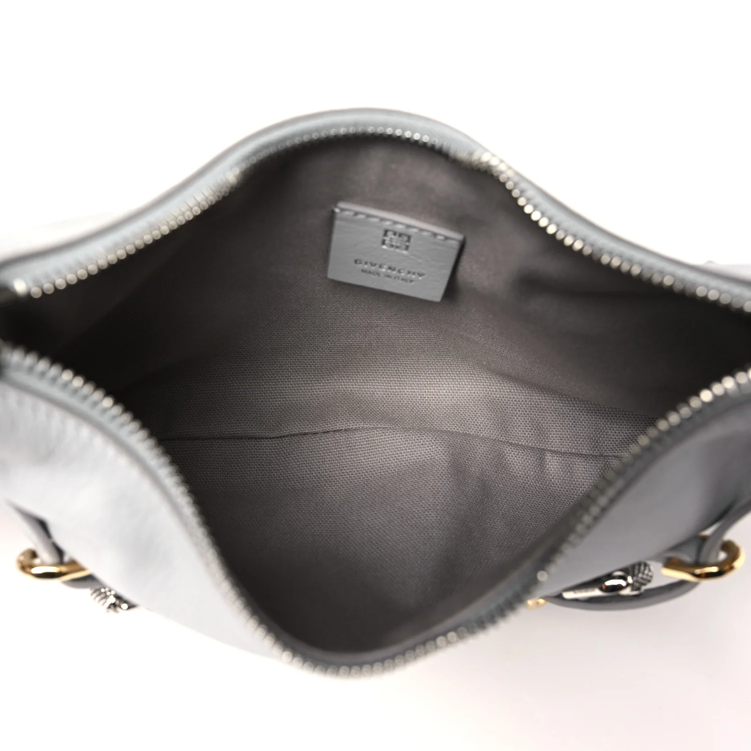 Tumbled Calfskin Mini Voyou Boyfriend Party Bag Light Grey