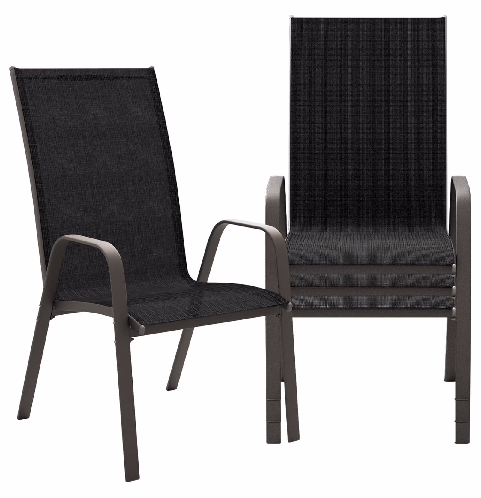 Patio Dining Chairs Set of 4, Outdoor Stackable Dining Furniture Set, All Weather Dining Set for Lawn, Garden, Backyard, Poolside, Black