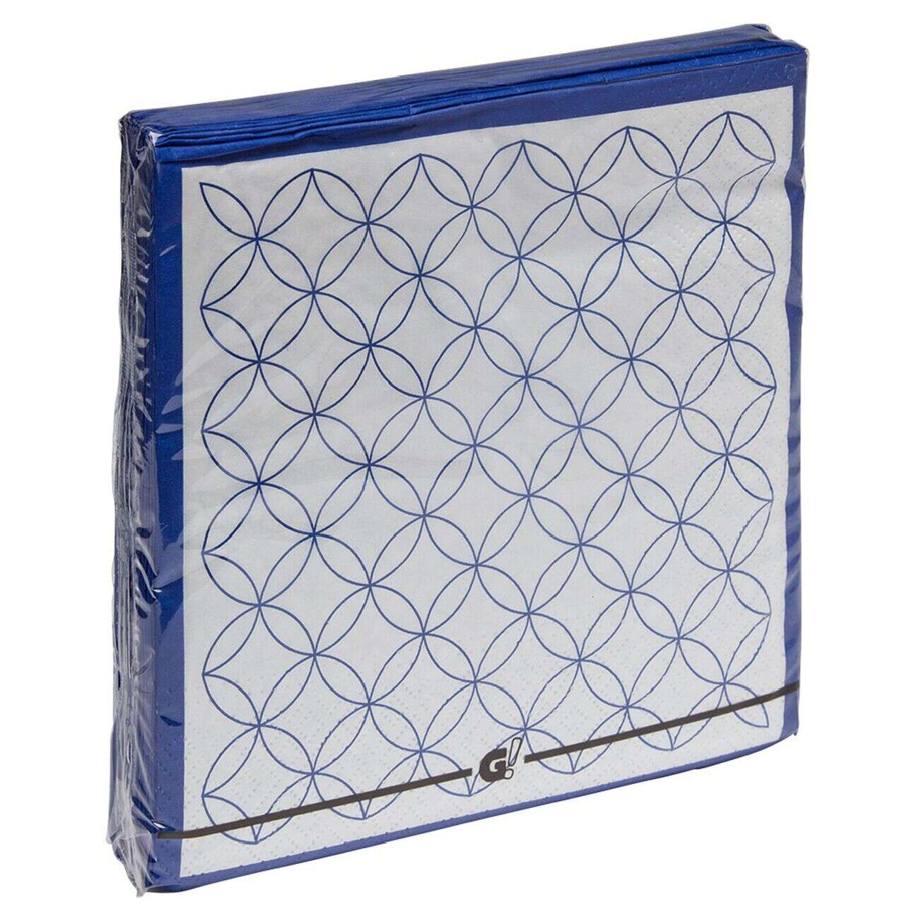 Serviette papier blanche motif rosace bleu x20