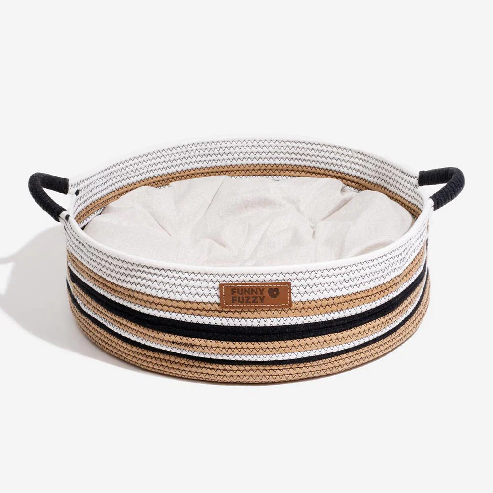 Handcrafted Stripe Calming Pet Bed - Timeless Nest