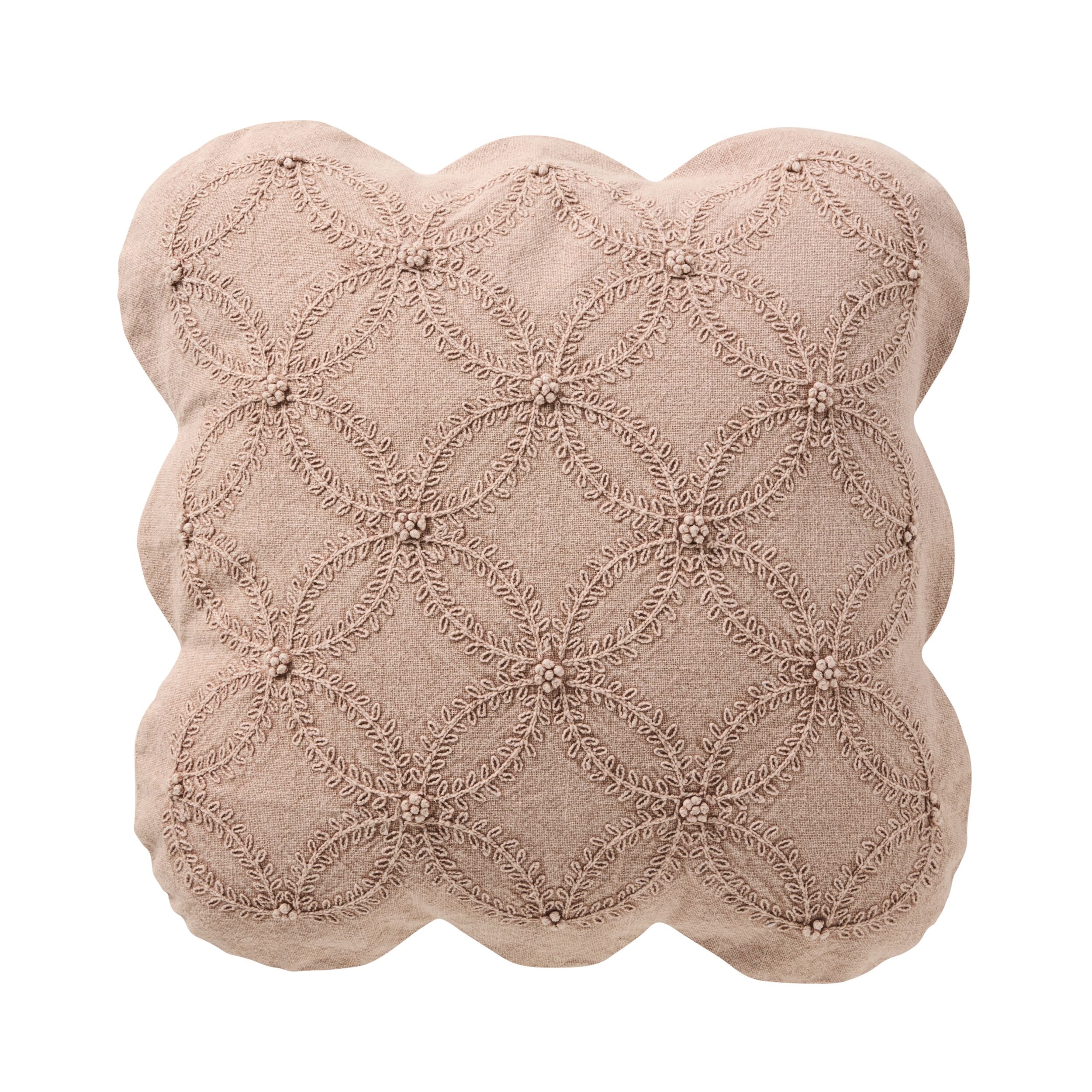 Stitch Scalloped Cushion Dusty Rose 50x50cm