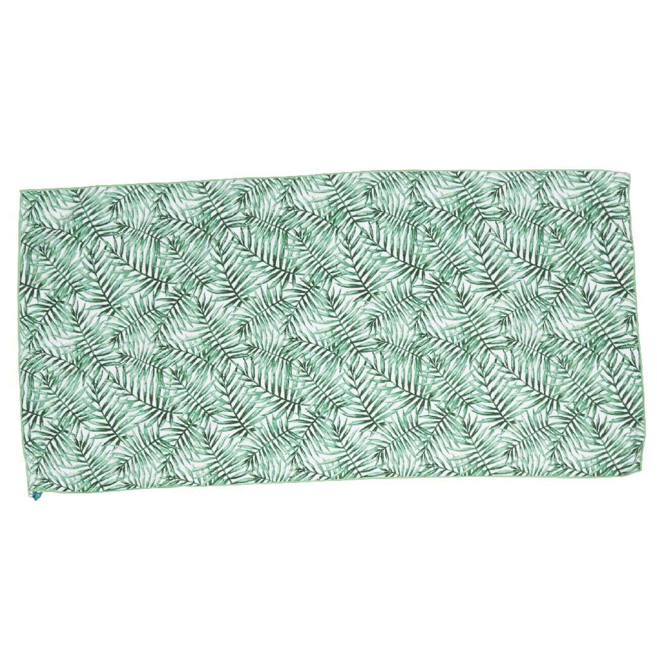 Serviette sac de plage 2 en 1 motif feuille vert blanc