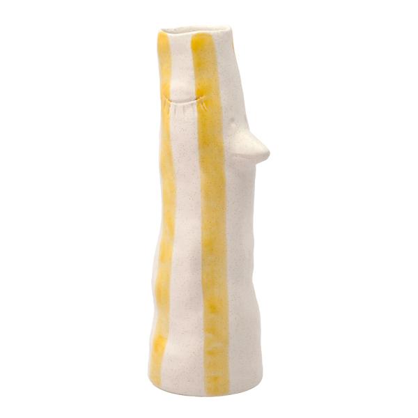 Styles vase m/ nebb og øyevipper 34 cm gul