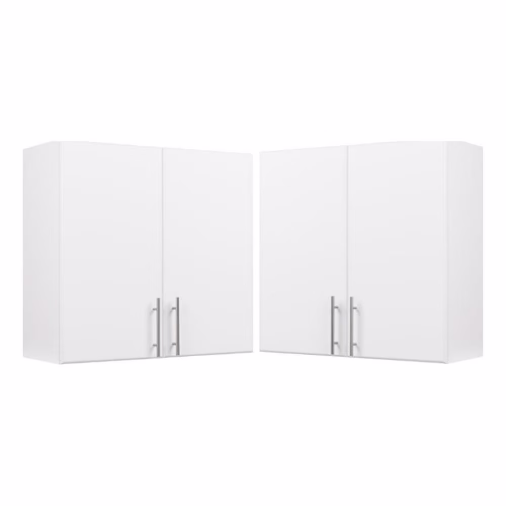2 Piece Wood Wall Cabinet Set in White(White)