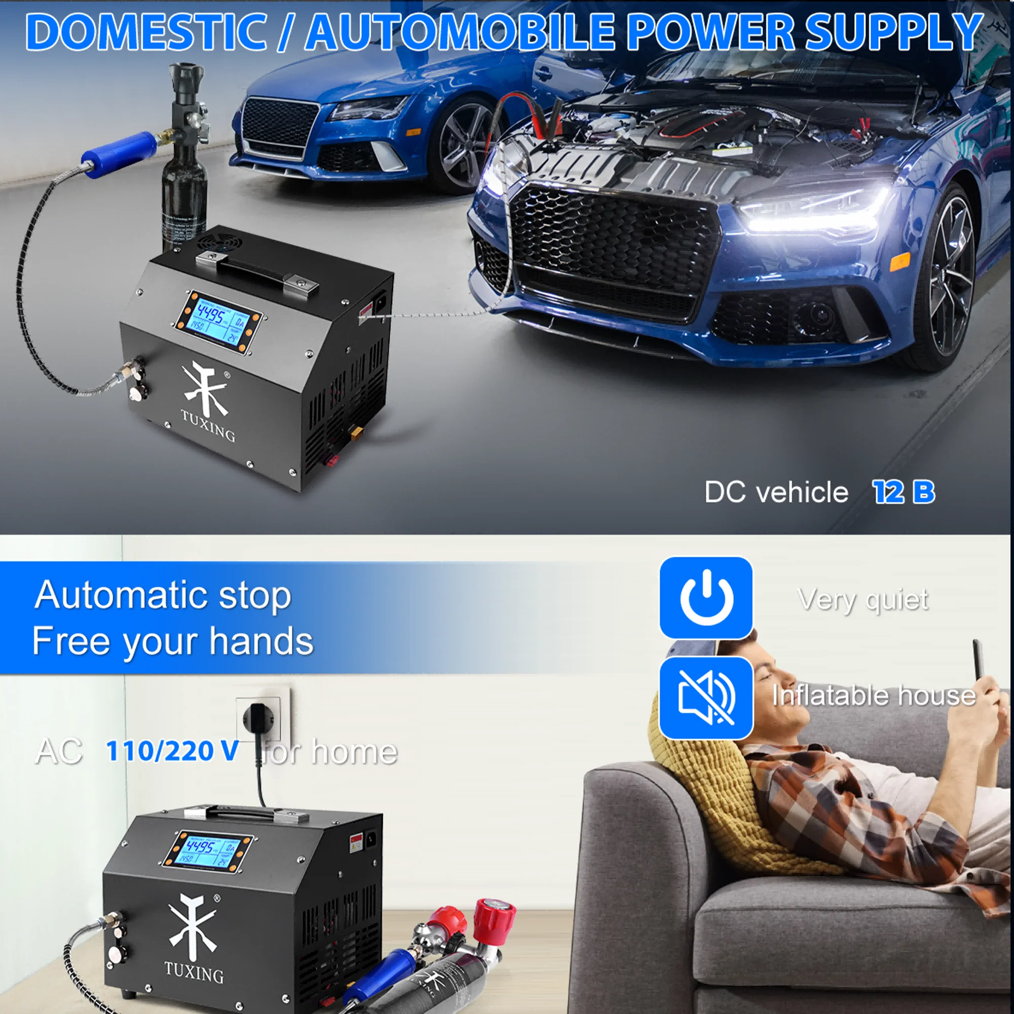 PCP Air Compressor LCD Display 4500Psi Built-in Converter Auto-Stop Portable Air Pump 110V - Image 6