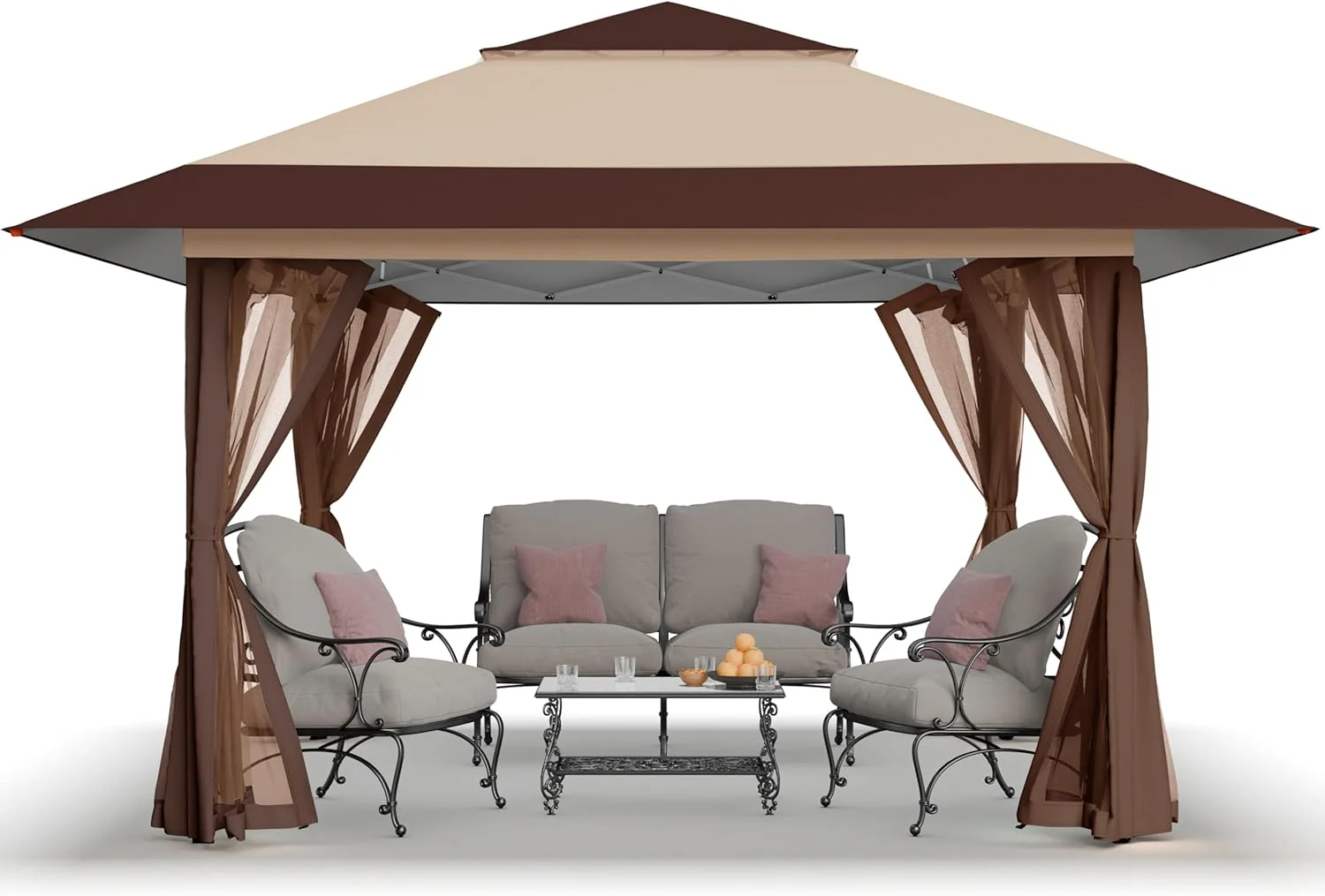 Gazebo pliant CROWN SHADES 13x13, tente-abri, gazebos en liquidation - Gazebo d'extérieur pour mobilier de jardin et de terrasse - Tente pliante Carpa avec sac de rangement à roulettes STO-N-Go (blanc)