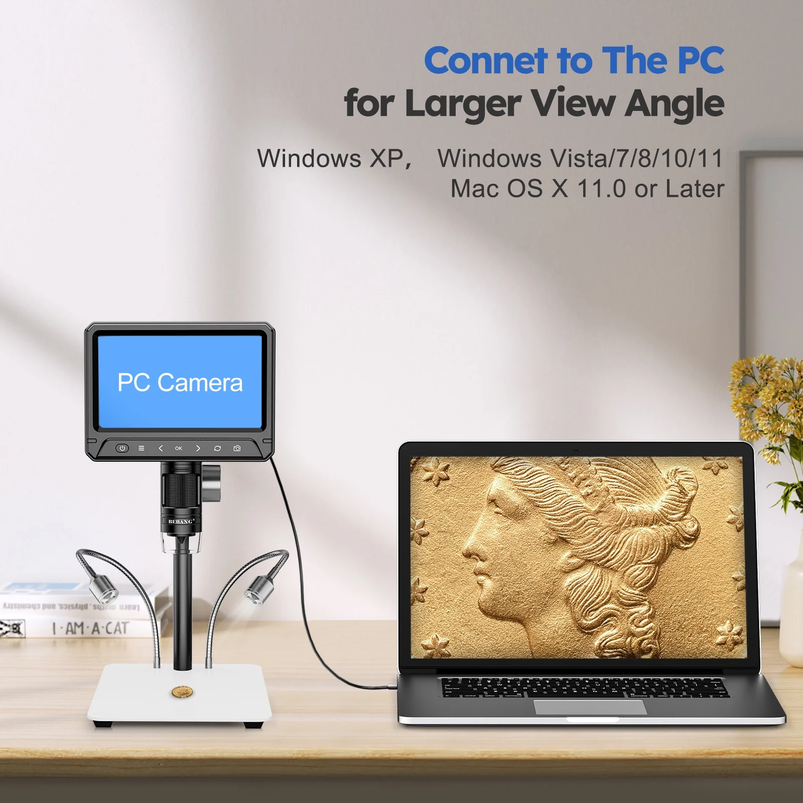 7" LCD Digital Microscope, 1200X Soldering Microscope for Error Coins Adults Kids, Windows, MacOS - Image 8