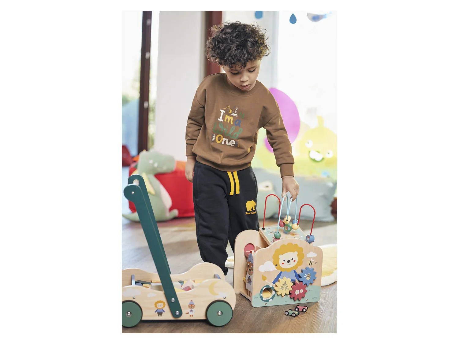 lupilu Chariot  pousser ou cube de motricit en bois