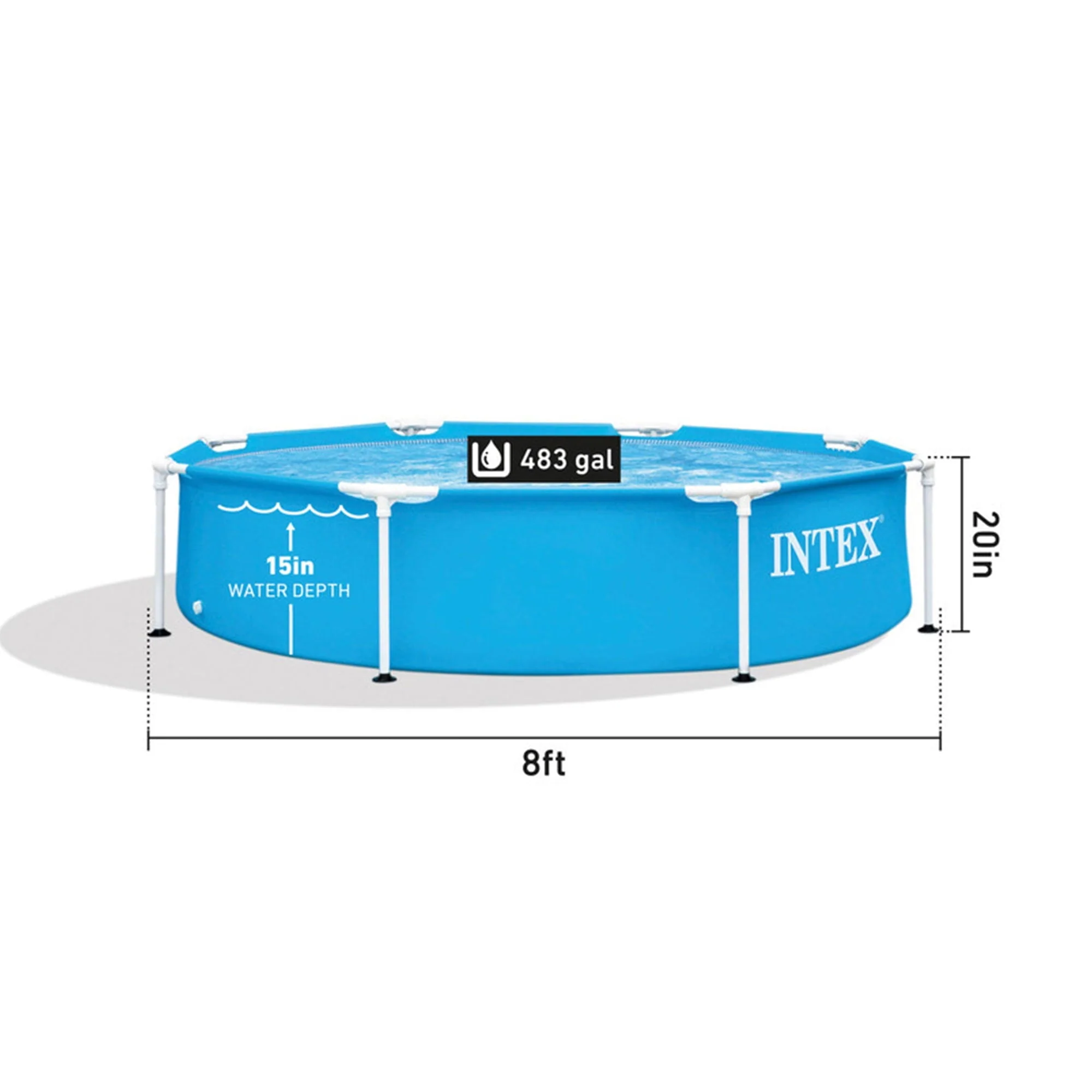 28205EH 8' X 20" Rust Resistant Durable Steel Frame Swimming Pool - Image 2