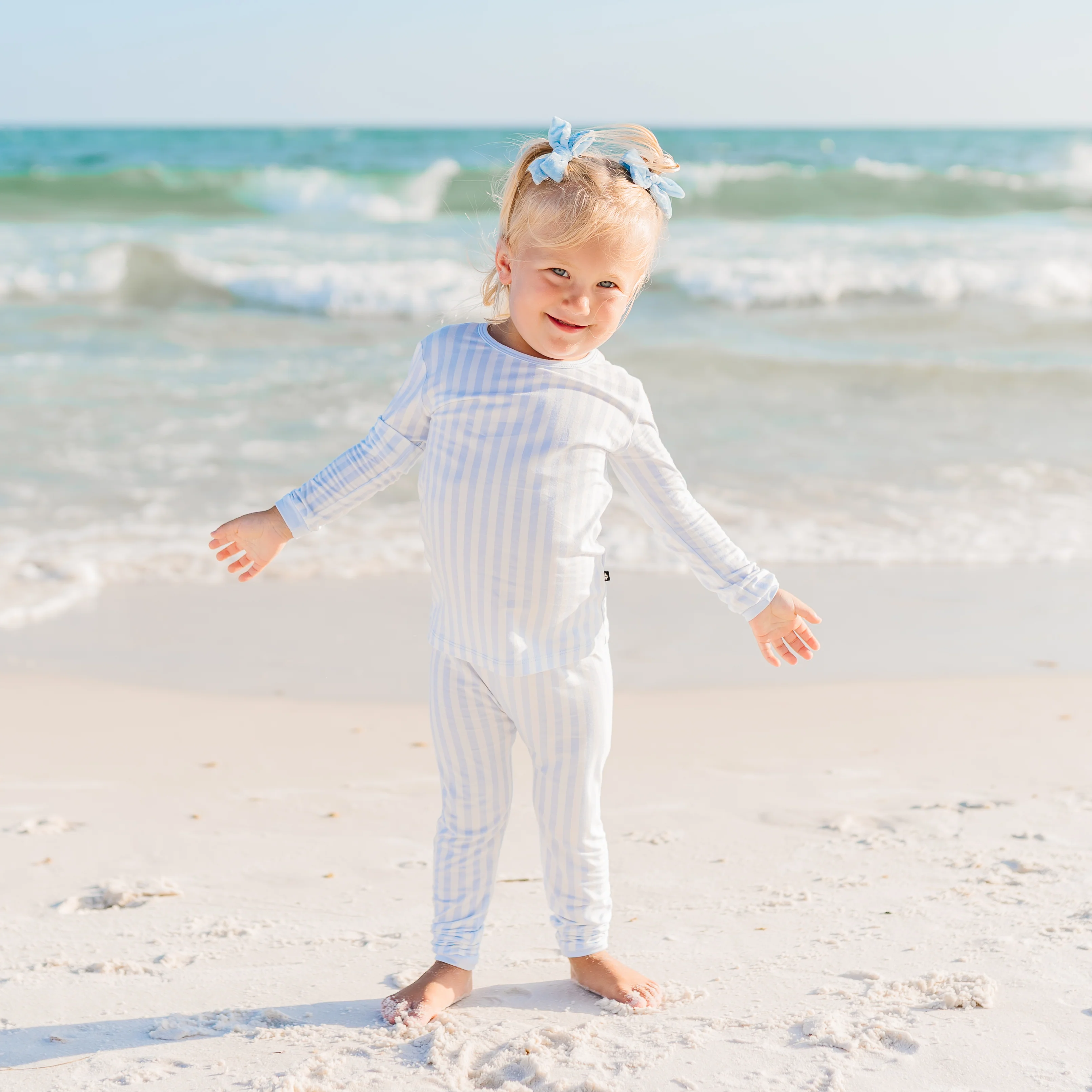 Long Sleeve Pajamas in Small Mist Stripe