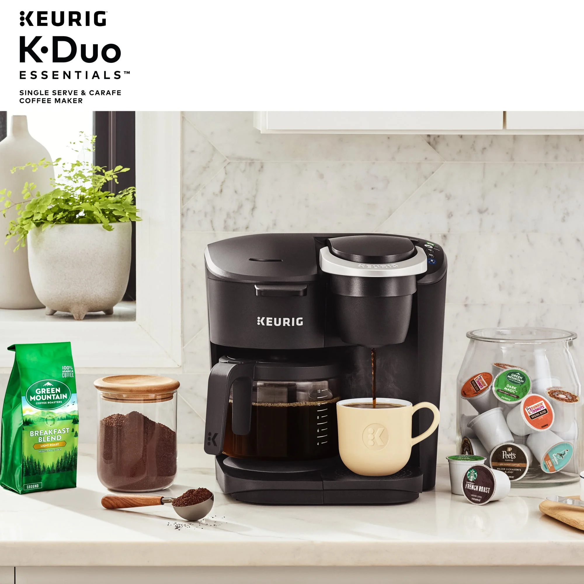 Keurig K - Duo Essentials Black Single - Serve K - Cup Pod Coffee Maker, Black