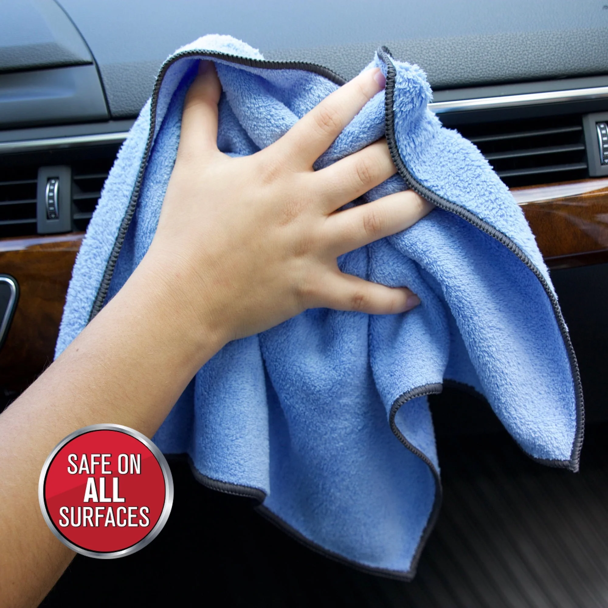 Auto Drive Coral Fleece Multi-Purpose Microfiber Towel, Cleaning, Detailing, 24 Pack, Blue & Yellow
