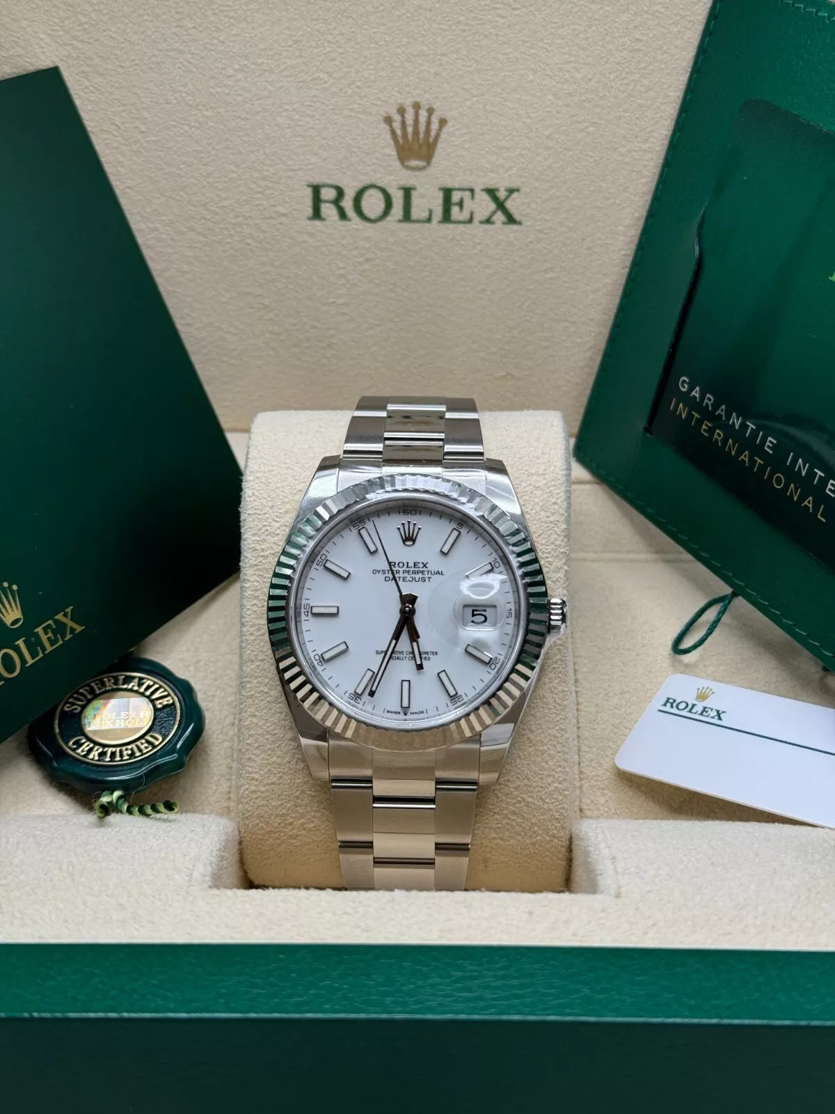 [Super Clone]RLX  Datejust 41mm  White Index Oyster Stainless Steel Men’s Watch - 126334-0009