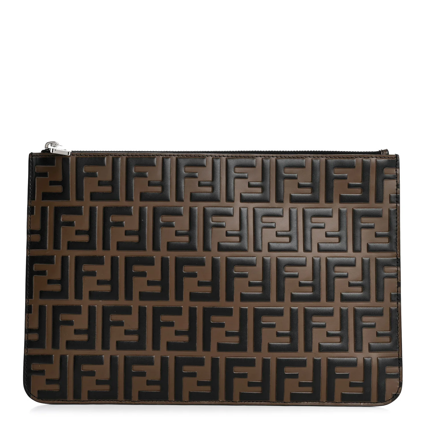 Vitello Grace FF 1974 Embossed Slim Clutch Black