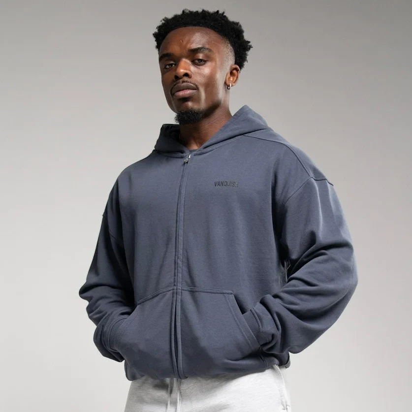 EVOLVE DARK GREY OVERSIZED FULL ZIP HOODIE