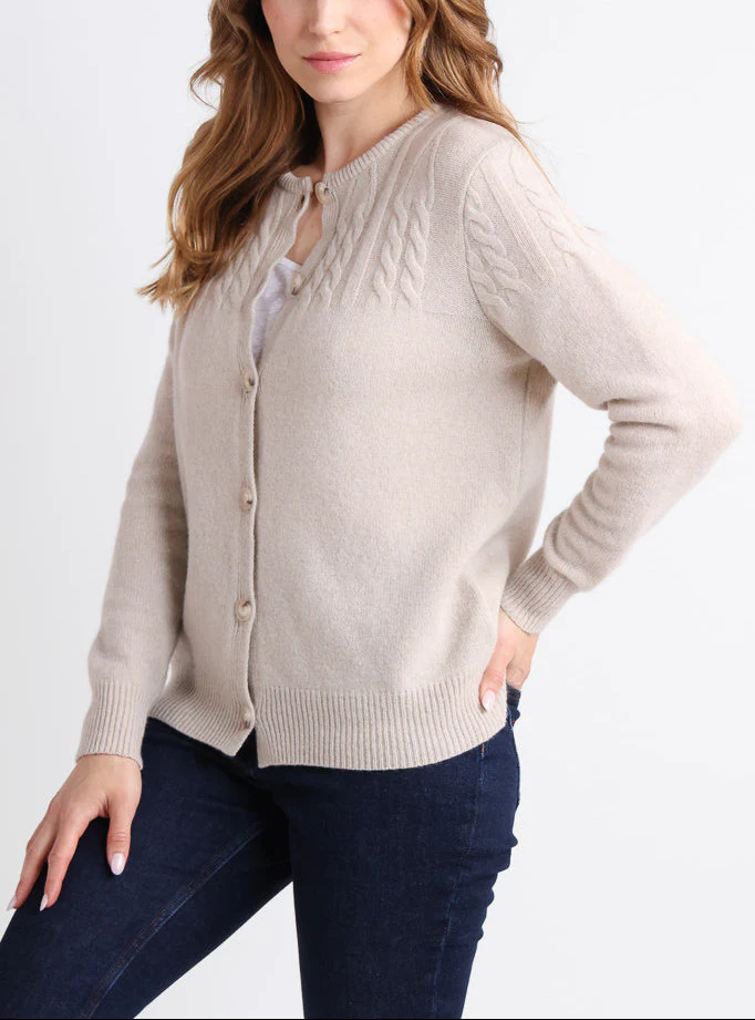Cardigan femme laine mérinos beige clair