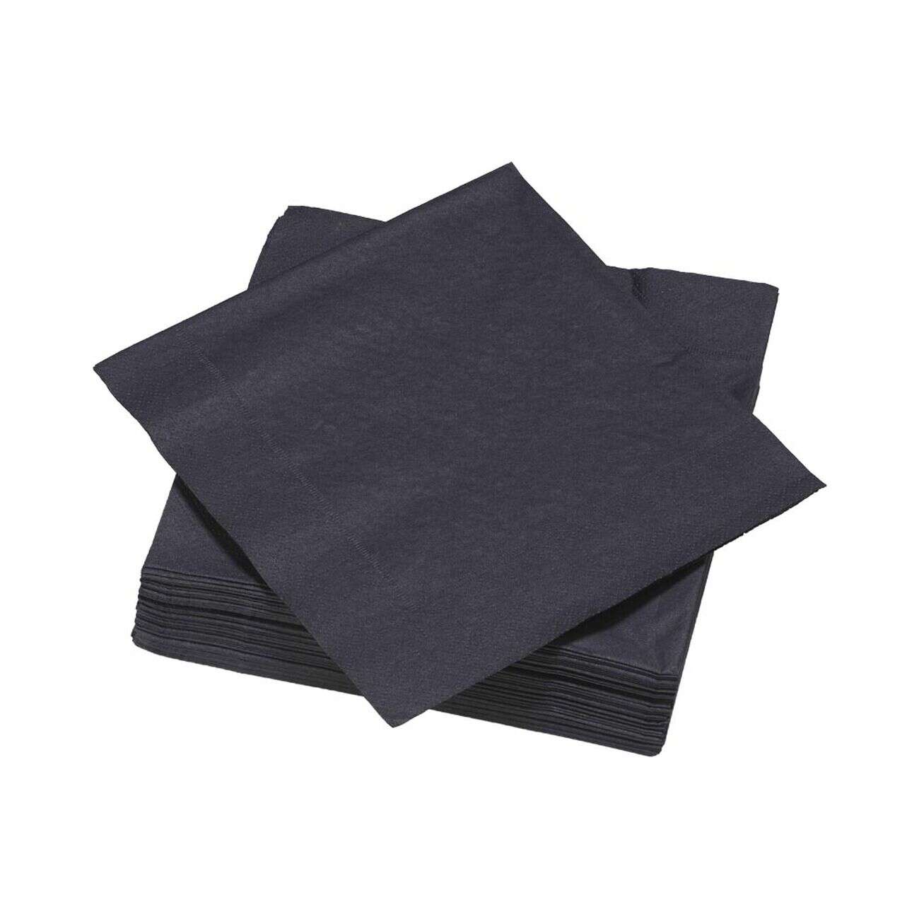 Serviette carré unie noire 2 plis en papier x50