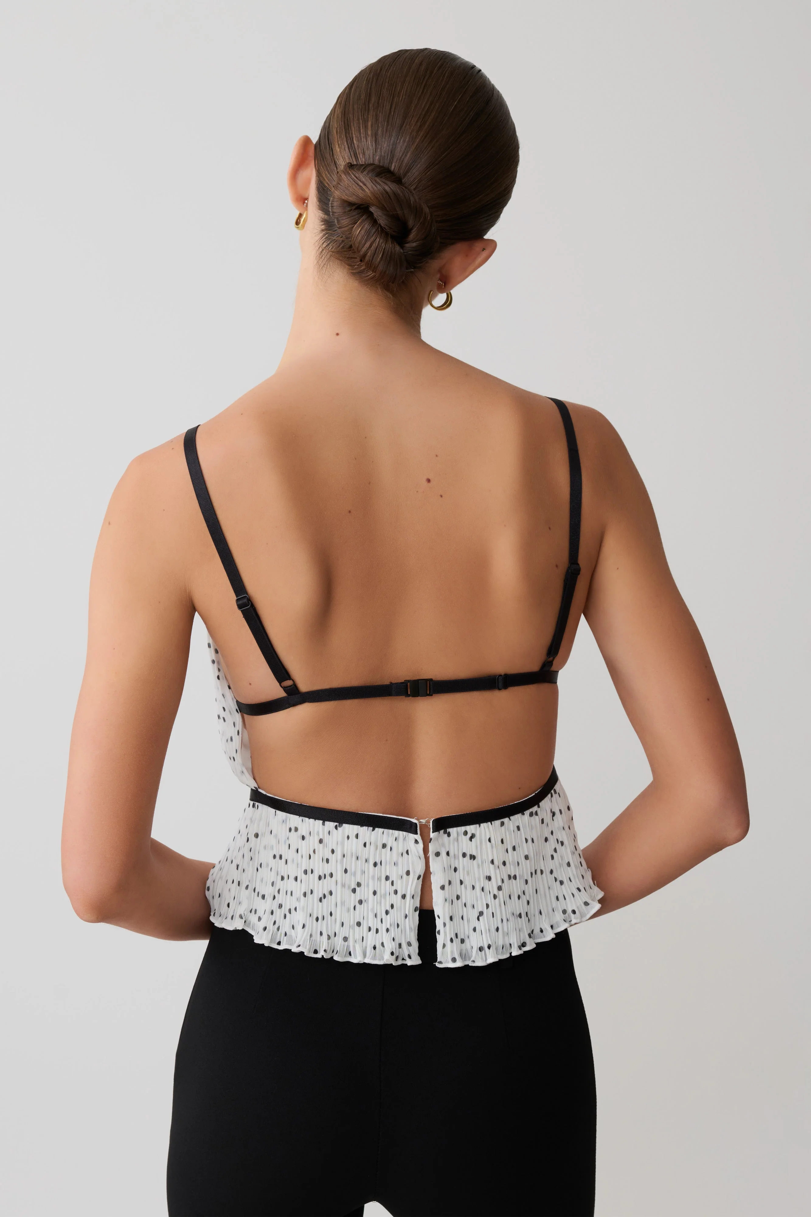 Lilou Pleated Sleeveless Top - Polka Dot
