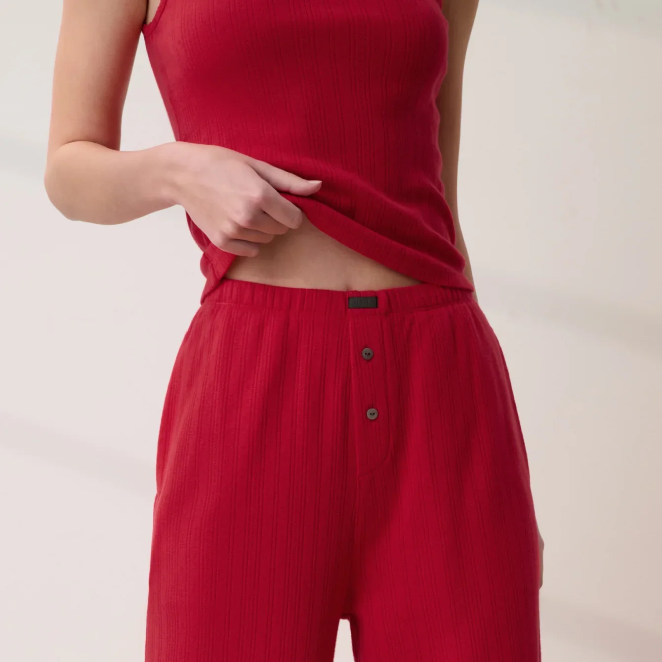 Pointelle Wide Leg Pant