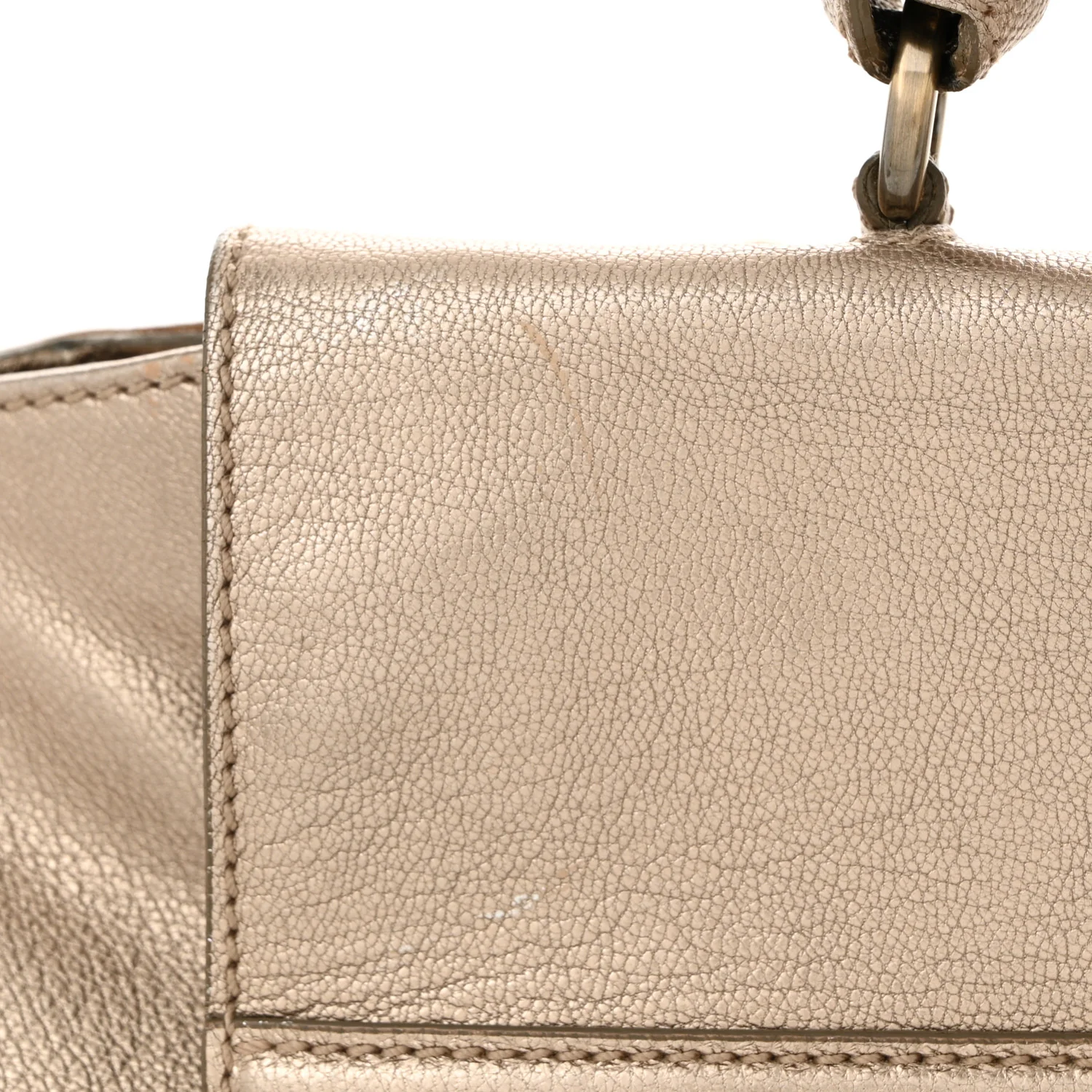 Metallic Grained Calfskin Medium Sofia Satchel Gold
