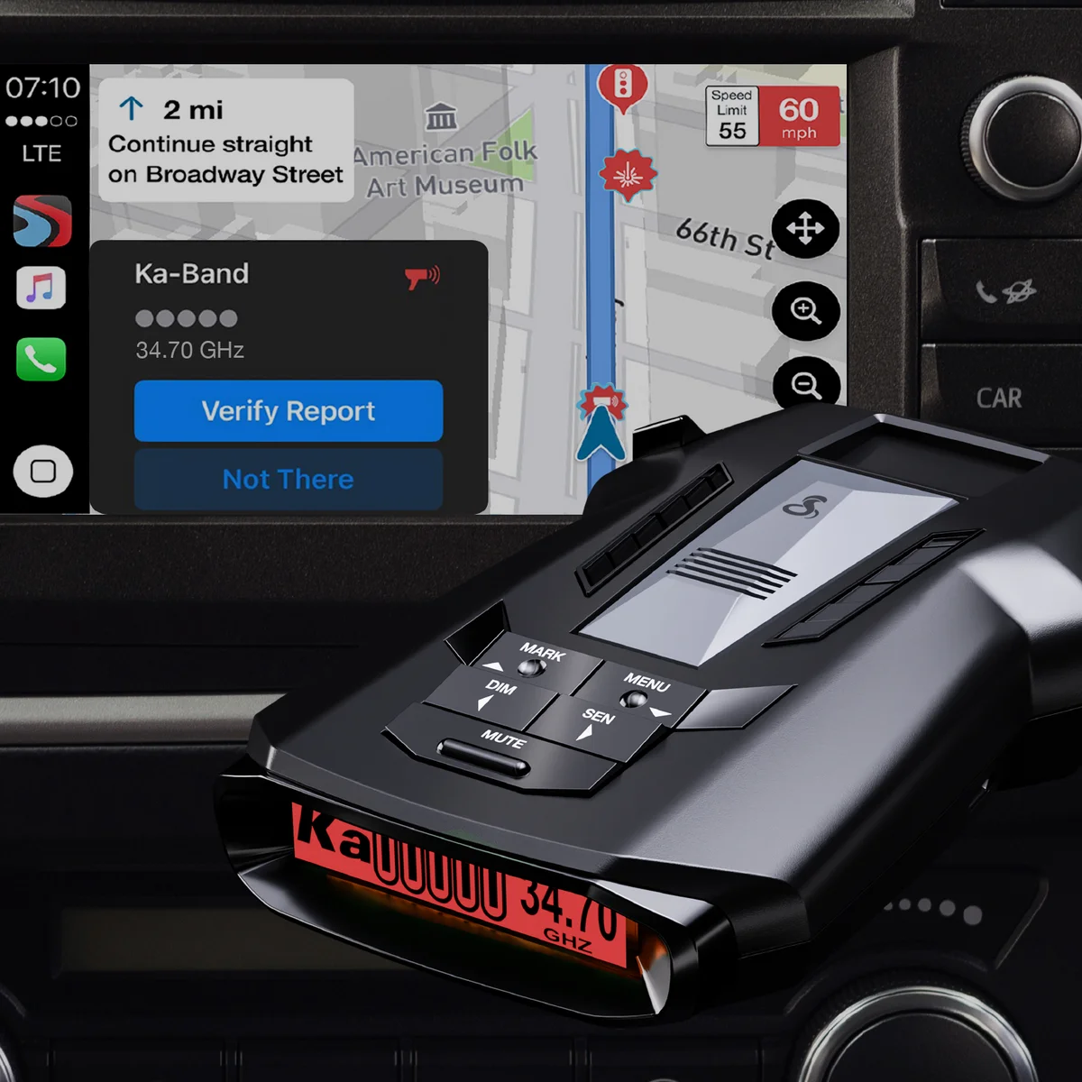 RAD 700i Laser Radar Detector Premium Detection Range, AutoLearn Intelligence, Advanced Filtering, Apple CarPlay Android Auto, Front Rear Detection - Image 9