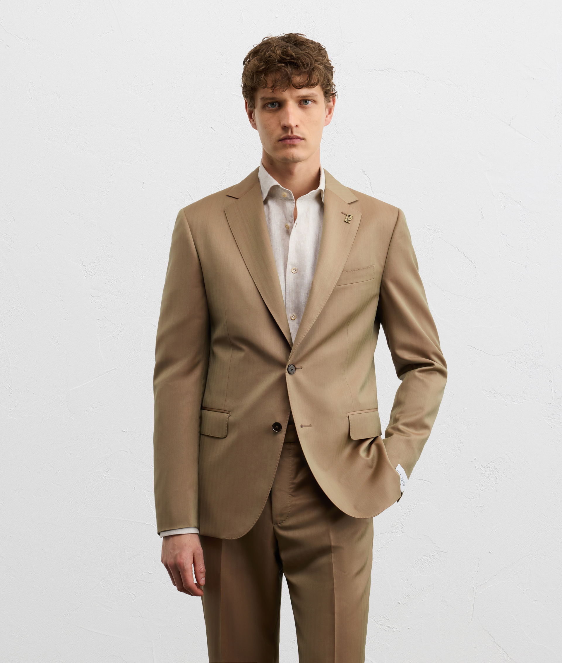 VICENZA LINE DRESS IN LIGHT BROWN VIRGIN WOOL SOLARO SUPER 130S