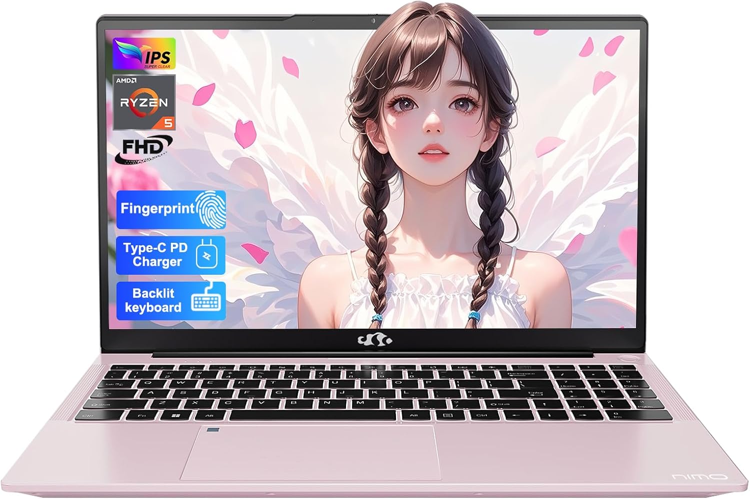 NIMO 15.6'' IPS FHD-Laptop  32GB RAM 1TB SSD AMD Ryzen 5(Beat i5-1135G7  4 Cores Up to 3.7GHz) Student Computer with 65W Type-C  2 Years Warranty  Fingerprint  Backlit Keyboard  for Home and Business