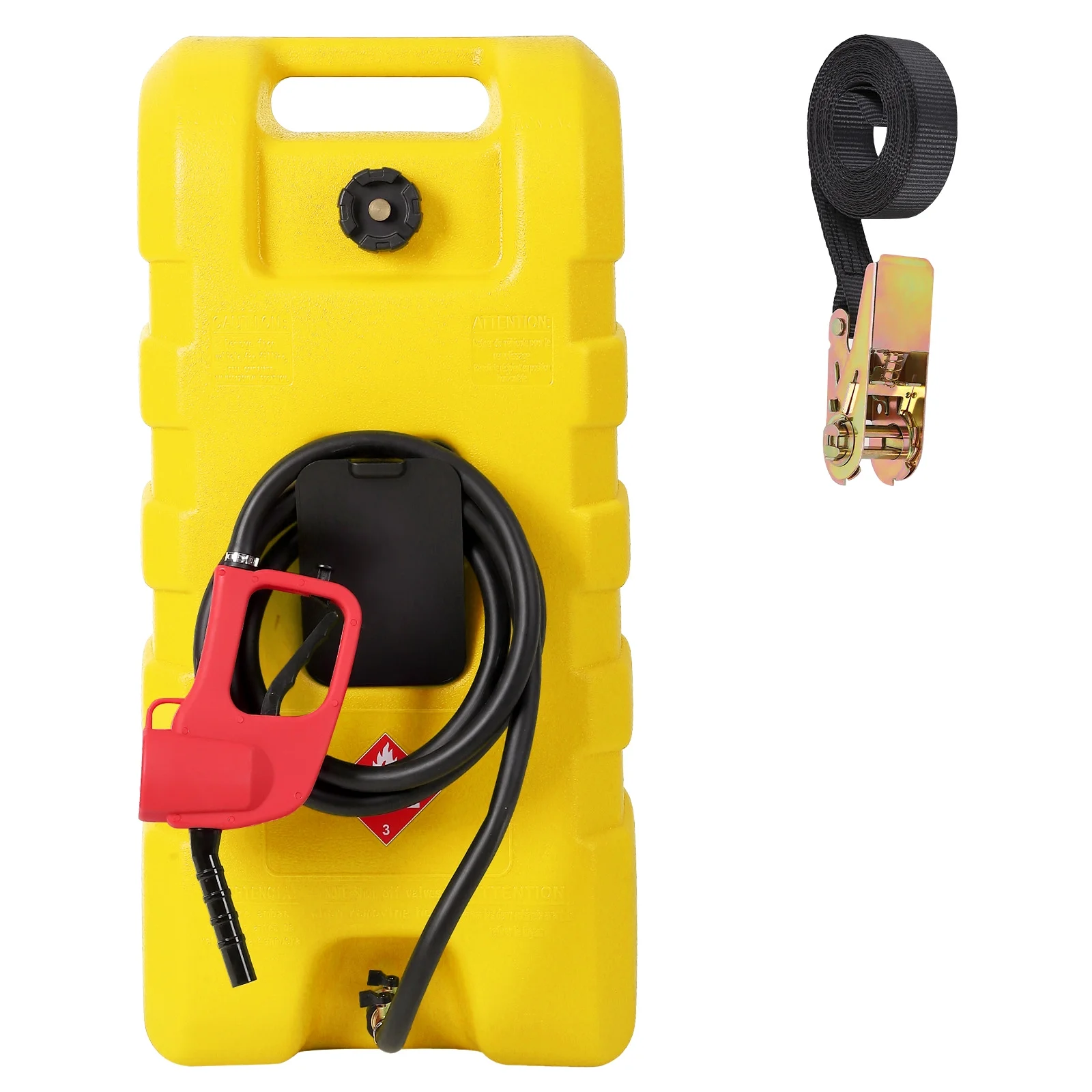 15 Gallon Fuel Caddy, Portable Gas Fuel Tank Container with LE Fluid Transfer Siphon Pump and 10ft. Delivery Hose, Diesel Storage Can On-Wheels for Cars, Lawn Mowers, ATVs, Boats, Yellow(Yellow) - Image 10
