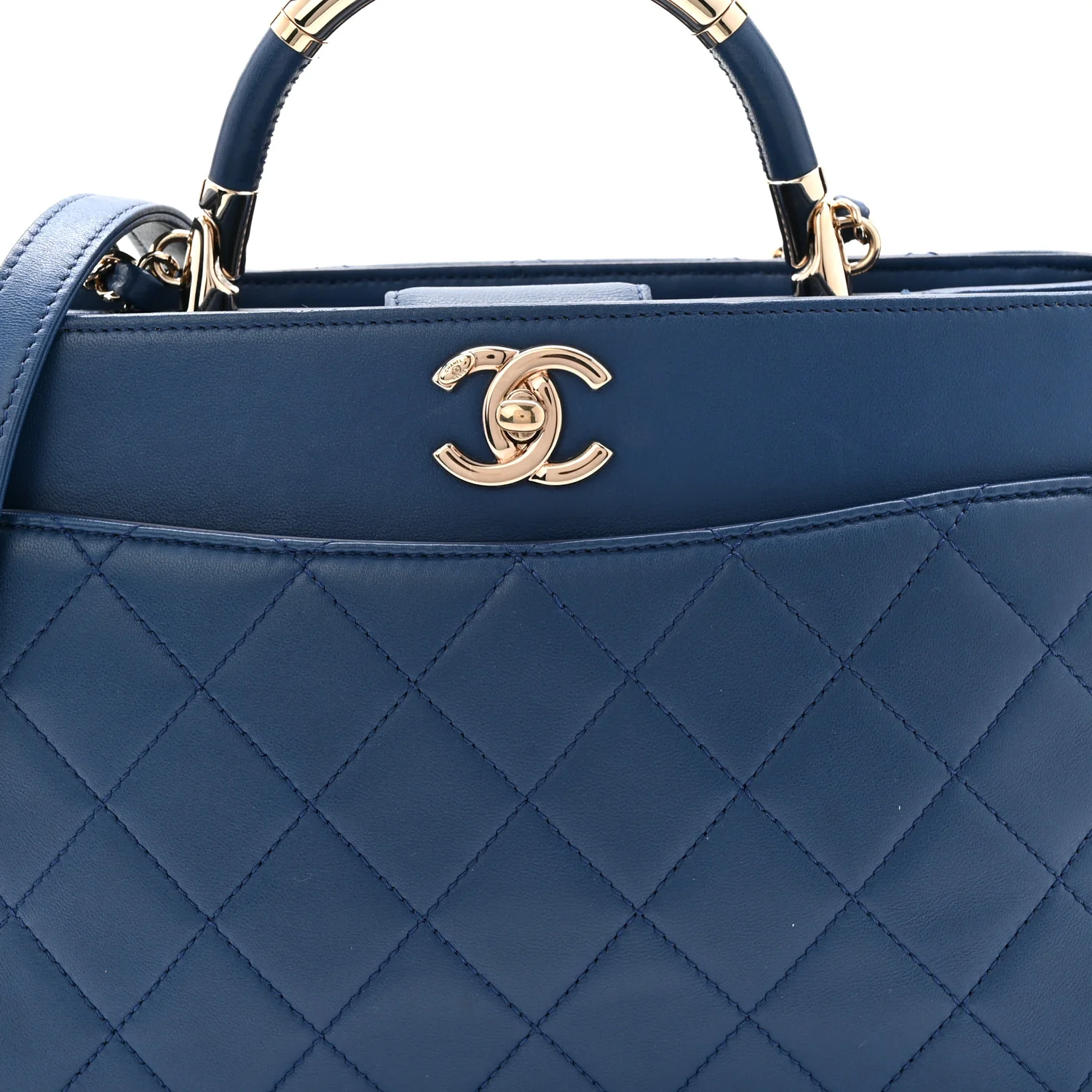 Lambskin Carry Chic Shopping Tote Blue