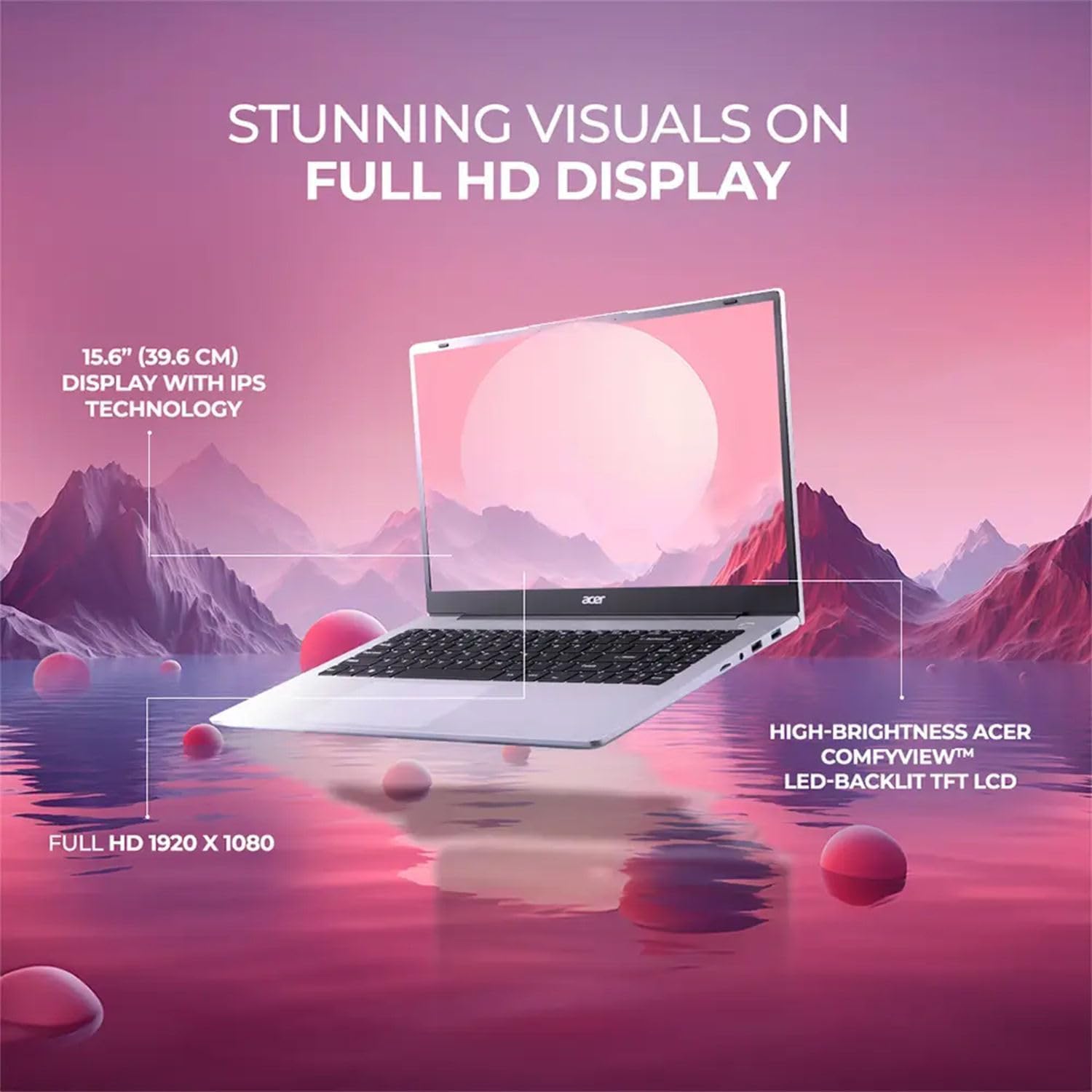 acer Aspire 3 Premium Slim Laptop Computer with Backlit Keyboard - AMD Ryzen 5 7430U CPU - 8GB RAM - 256GB SSD - 15.6