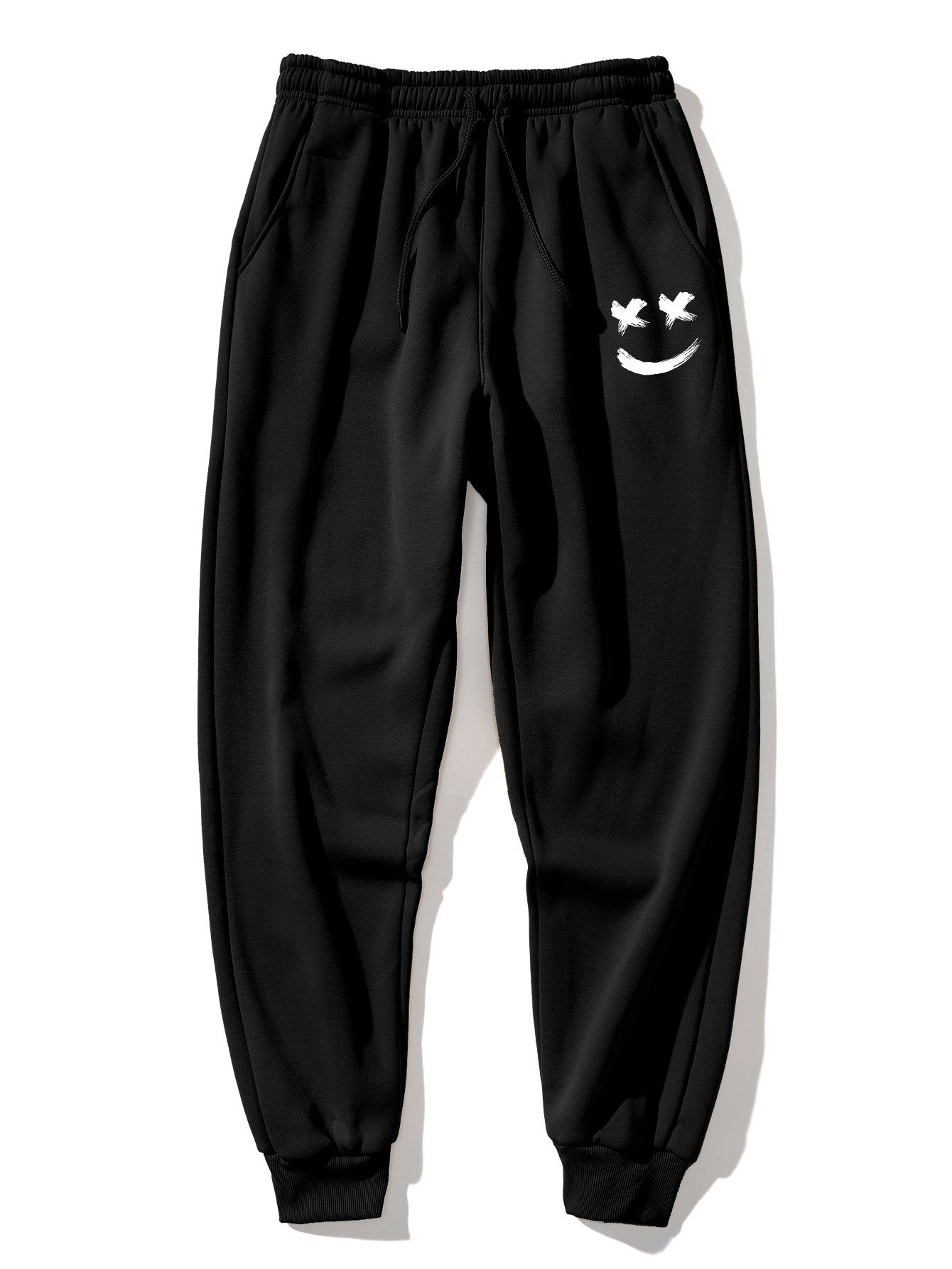 Pantalon de jogging à imprimé smiley effet coups de pinceau