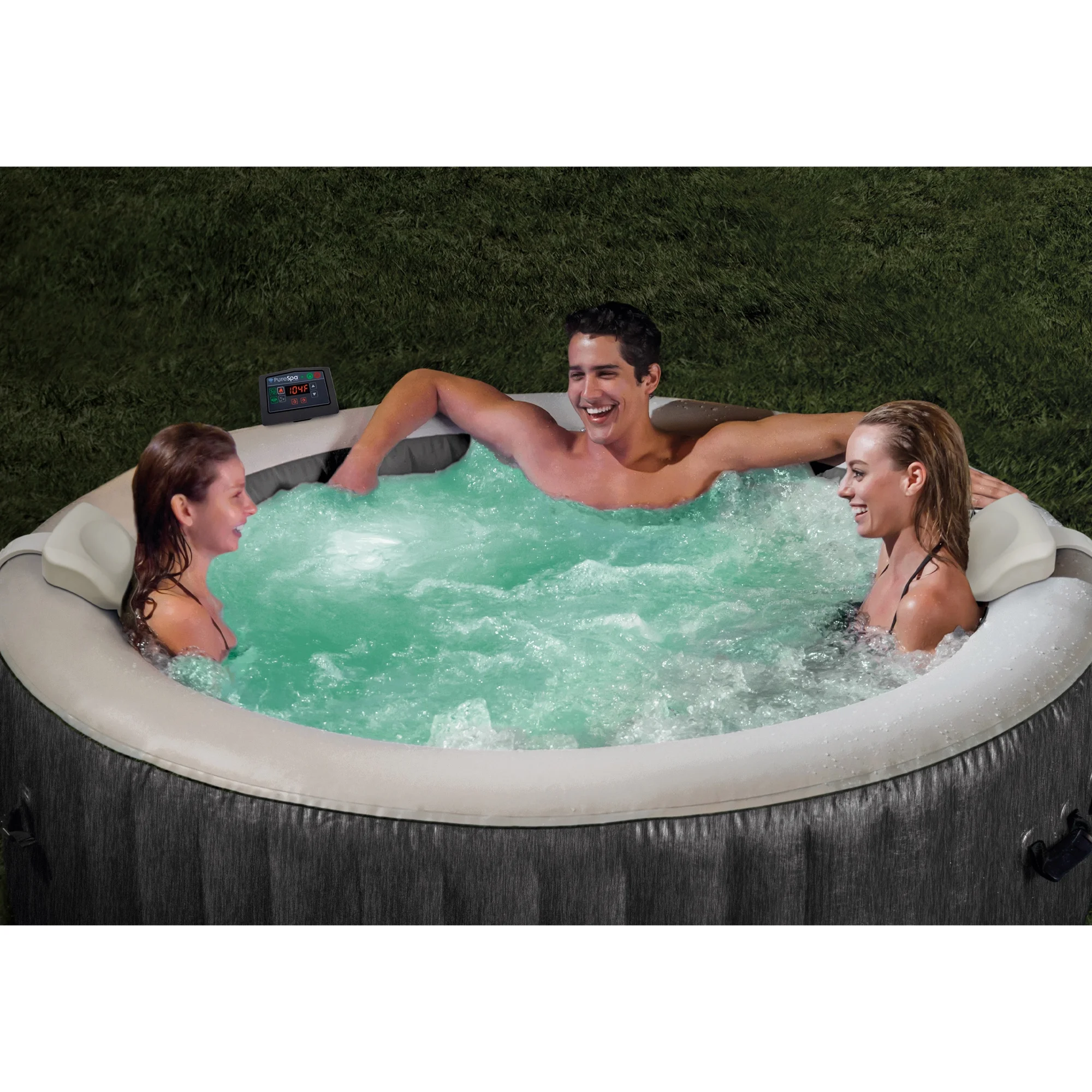 INTEX Purespa Plus Greywood Deluxe 4 Person Inflatable Spa W/ Jets